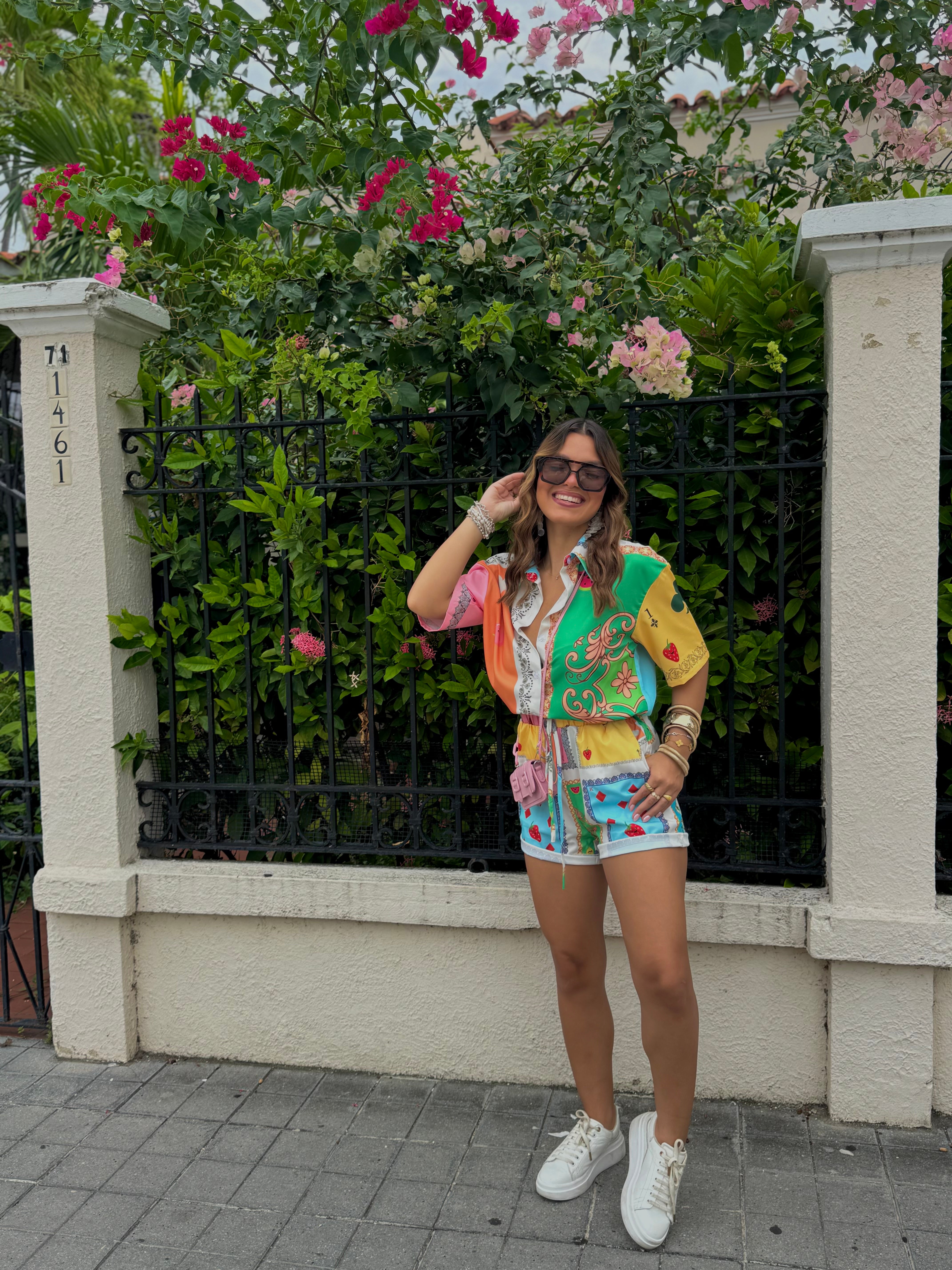 eunnette button down shirt set tropi