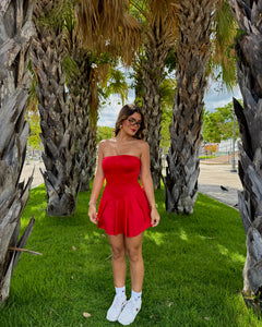 sheyrie cherry strapless basic dress