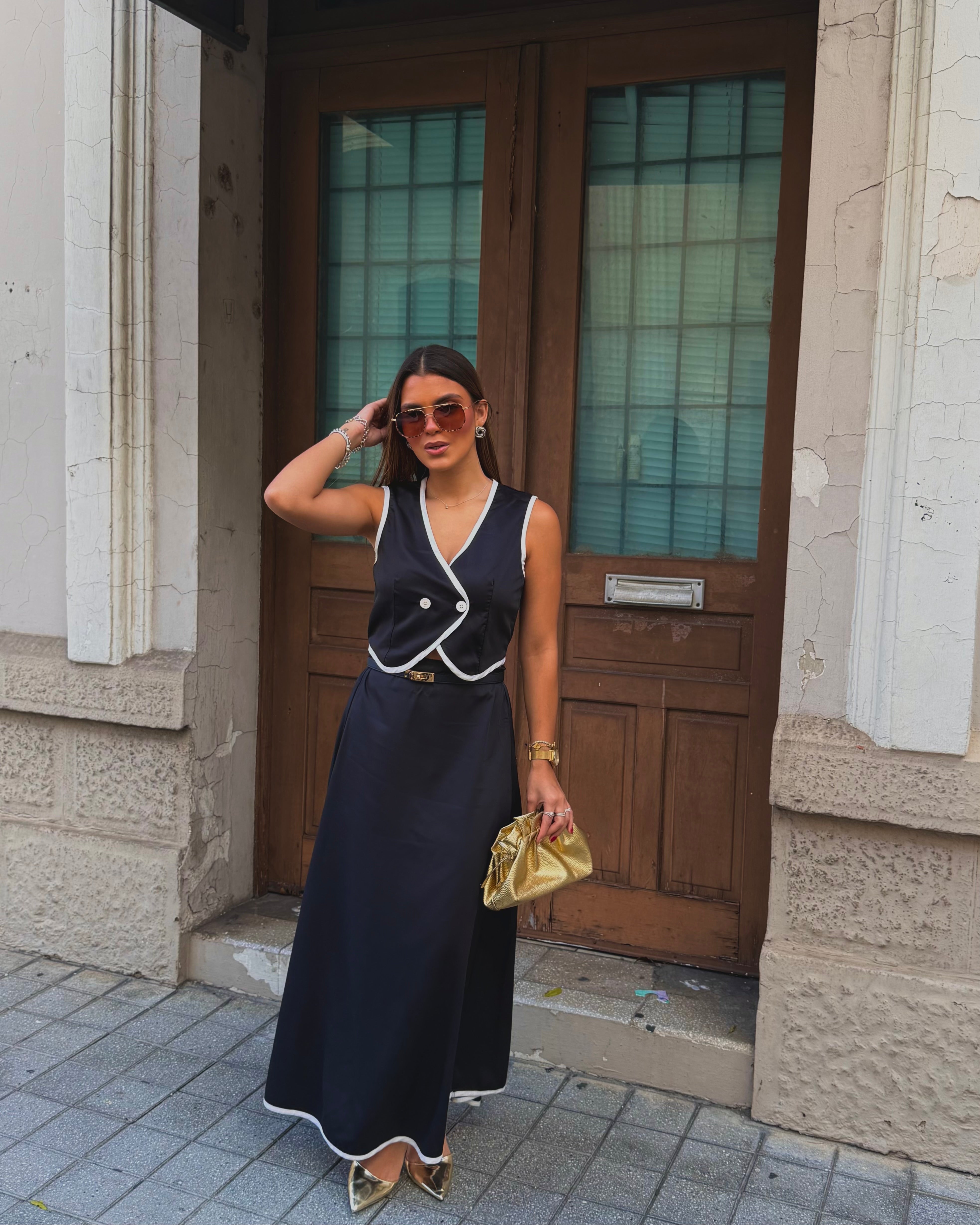 eloddie old money maxi skirt set