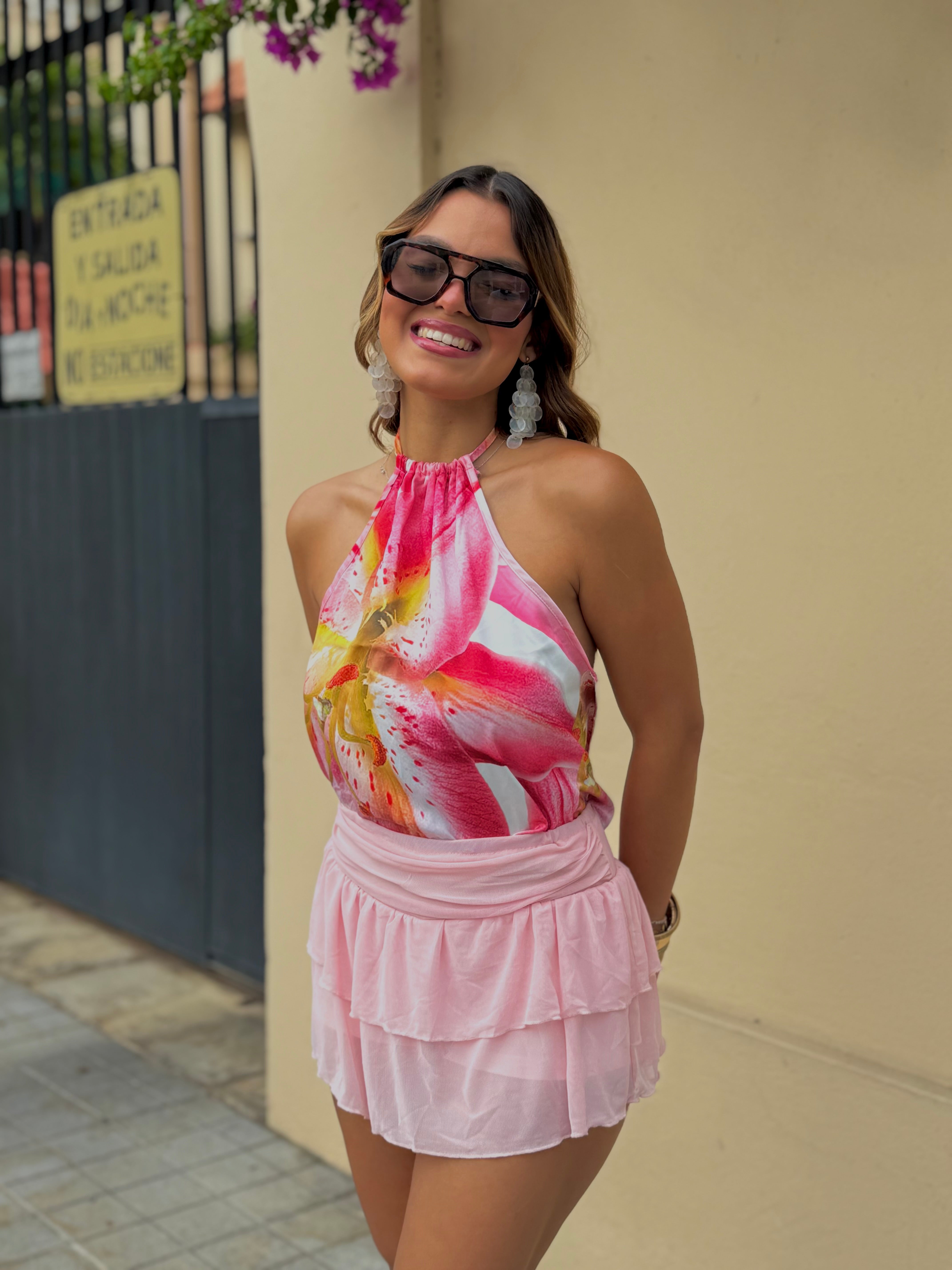 tulia baby pink mesh skort
