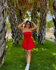 sheyrie cherry strapless basic dress