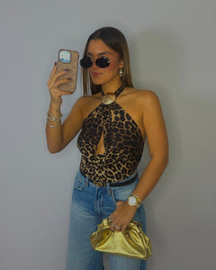 gracie leopard halter blouse