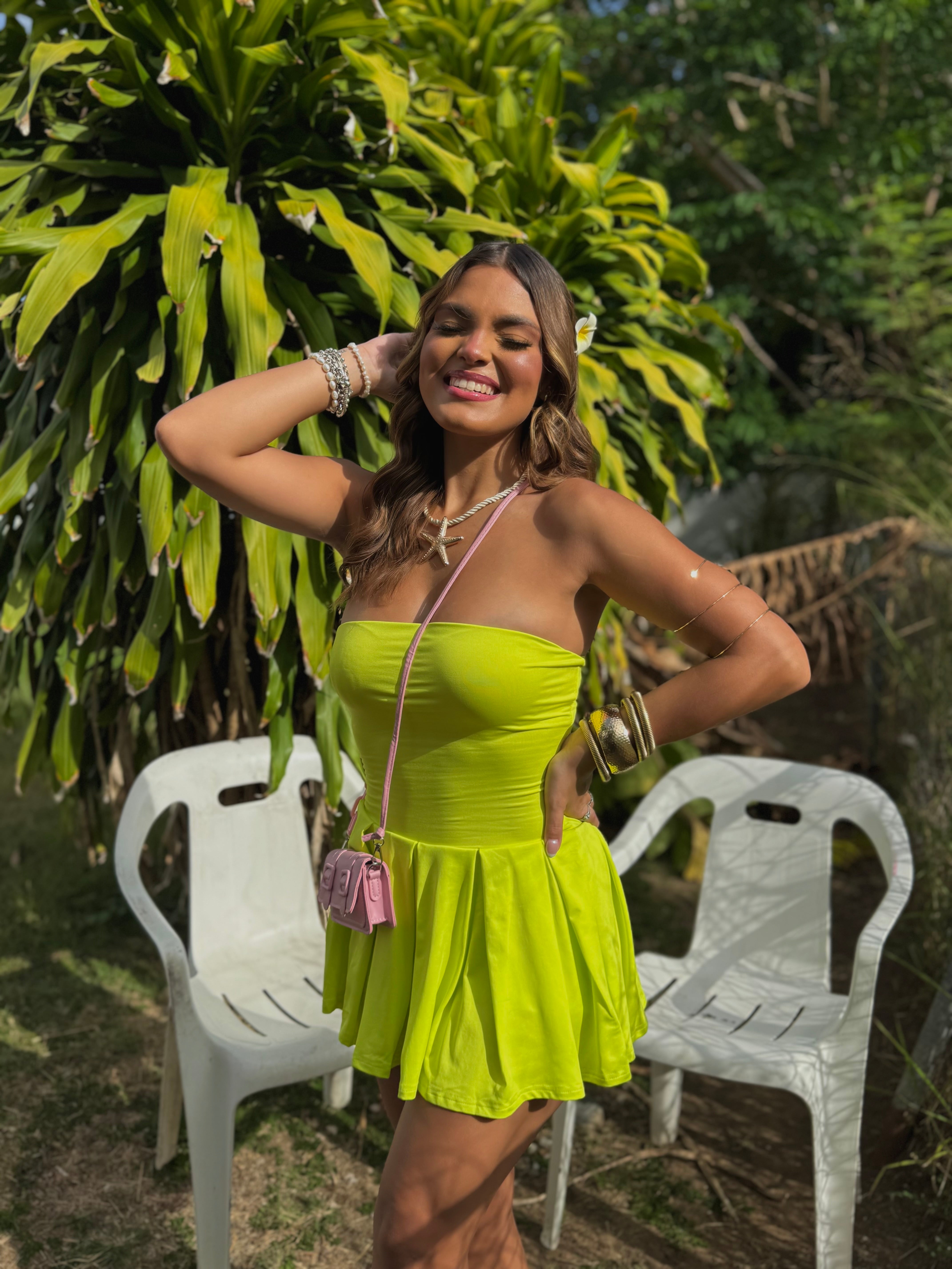 caterinna neon strapless dress