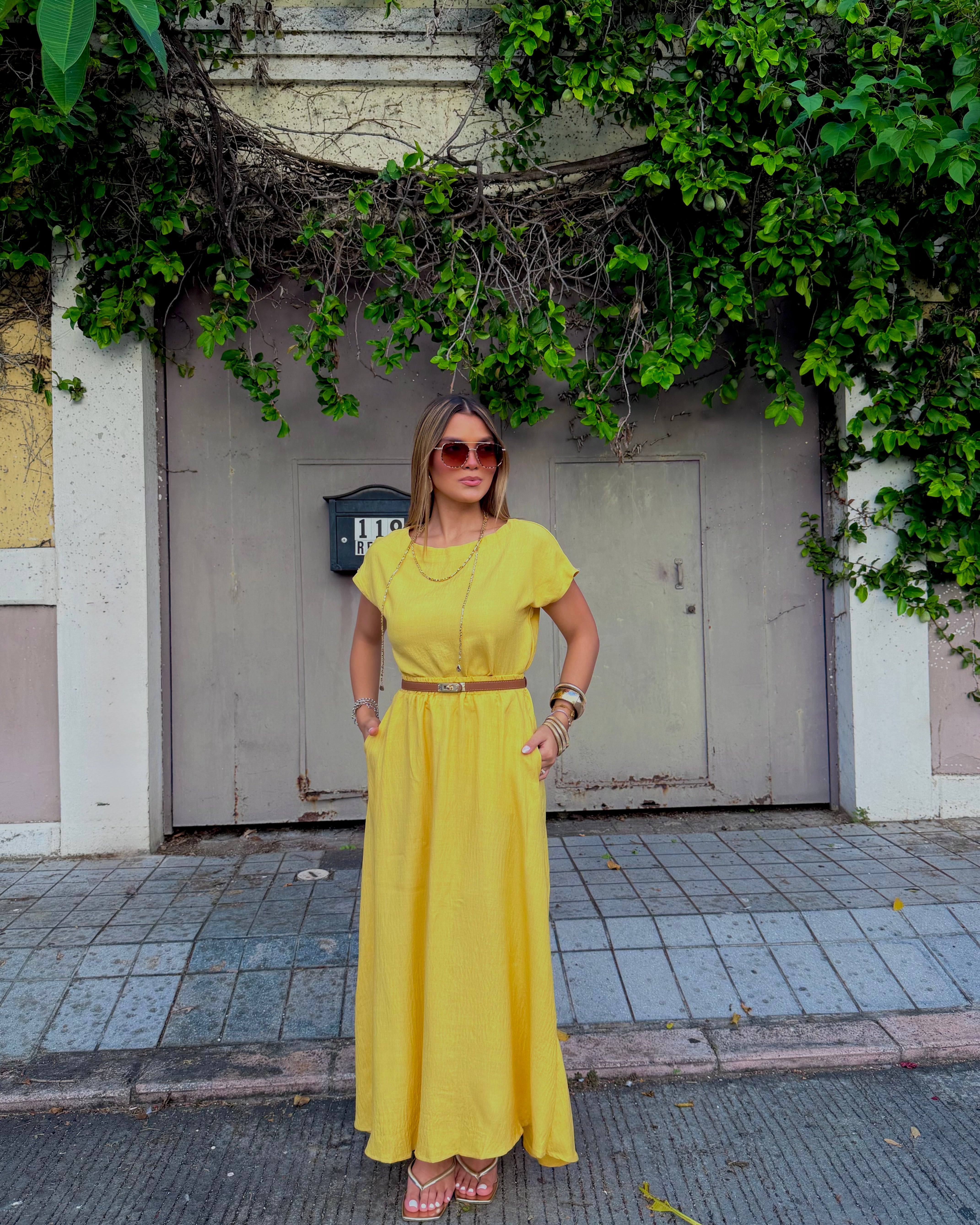 eminna mostaza midi skirt