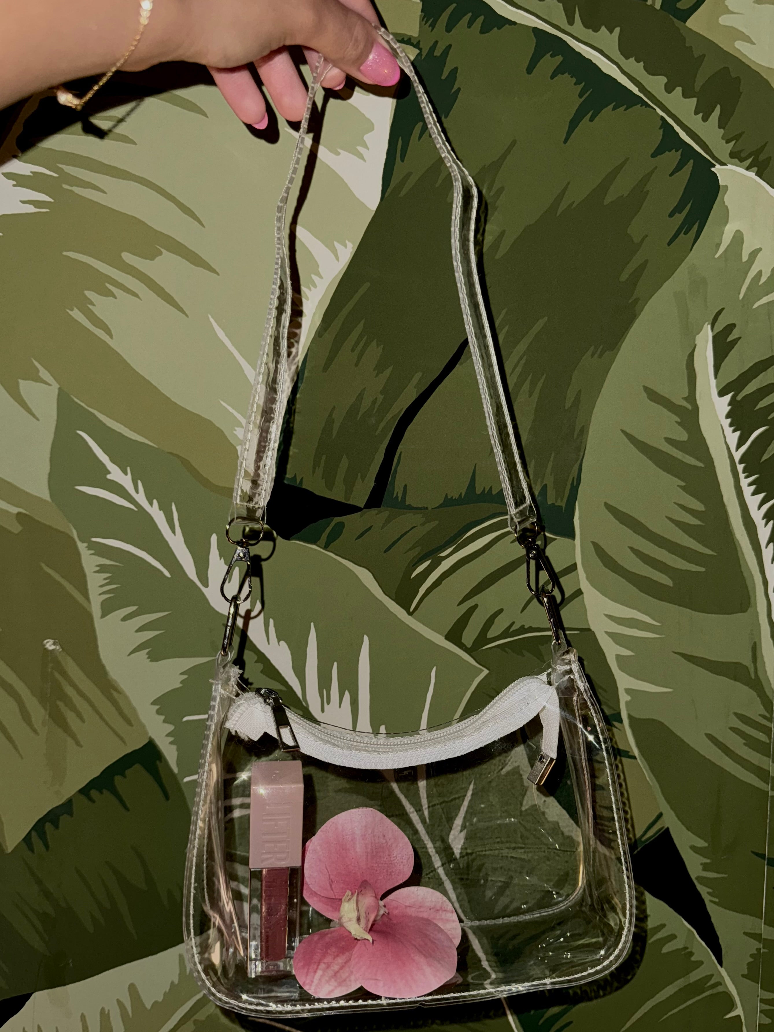 CLEAR HALF-MOON HANDBAG