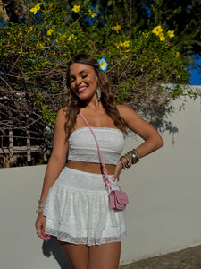 tailí white bloom lace skirt set