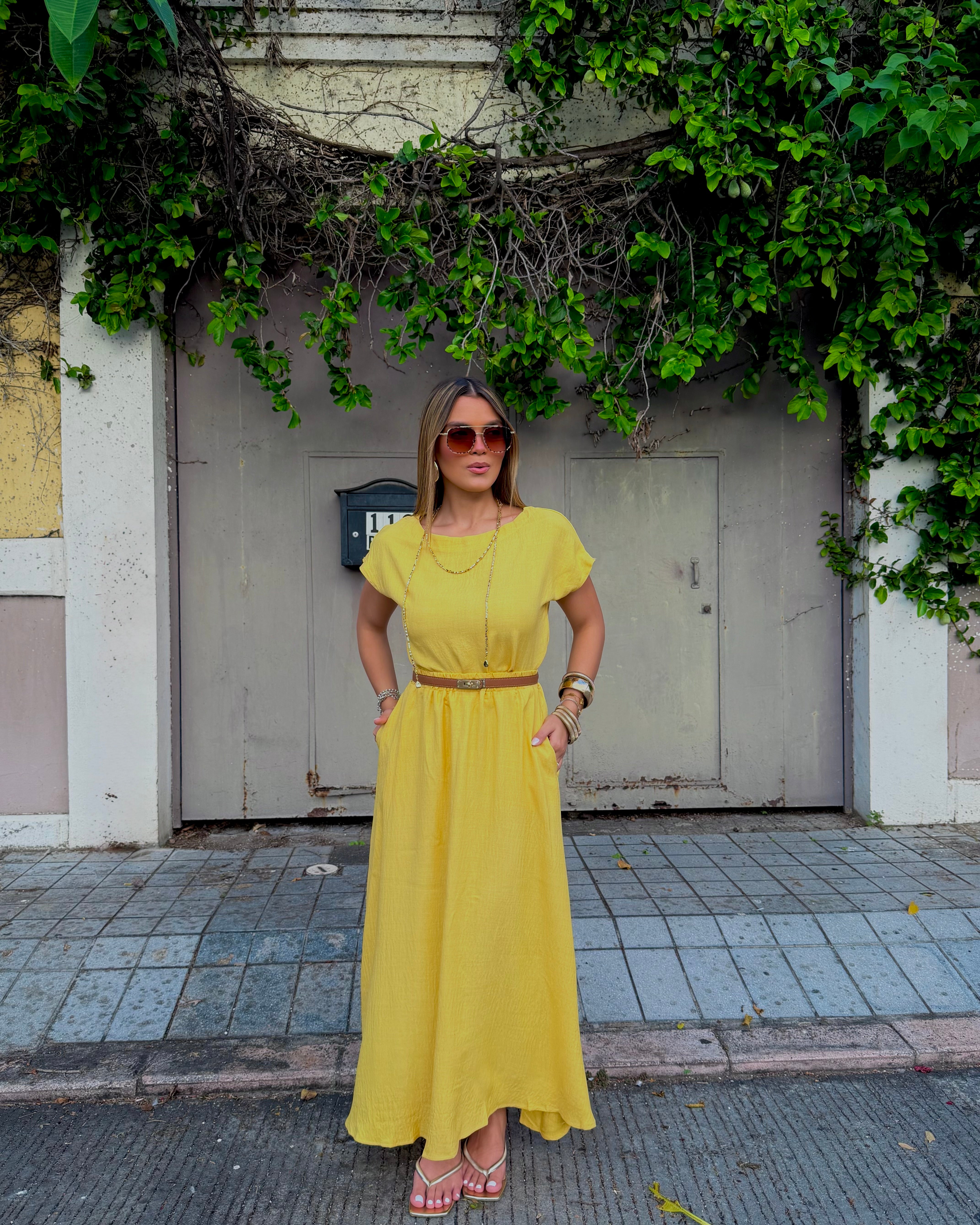 eminna mostaza midi skirt