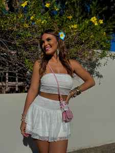 tailí white bloom lace skirt set