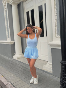 iavy baby blue skirt set (romper+skirt)