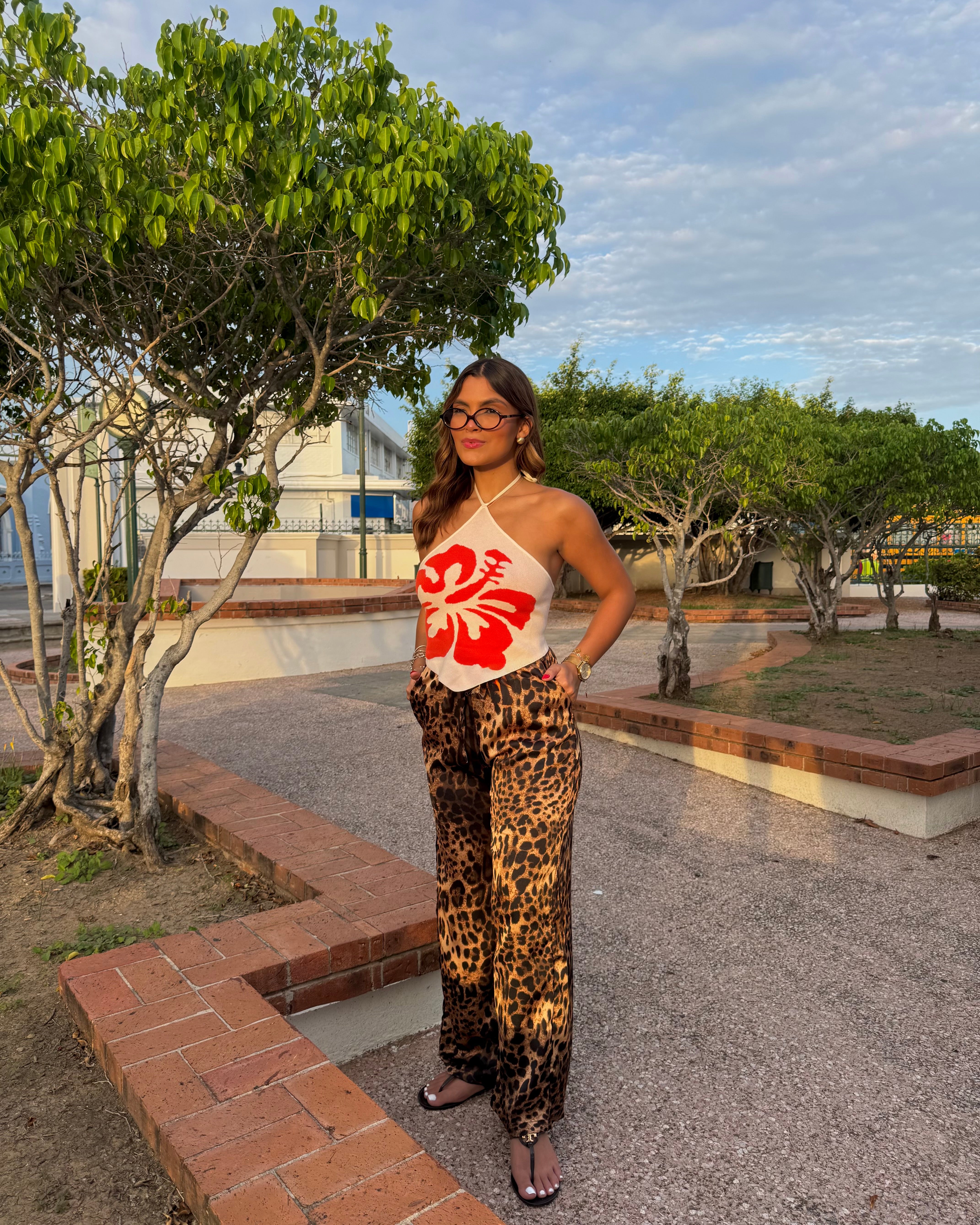 natalia leopard satin fresh pant