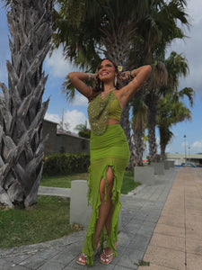 novelya sequins top olive