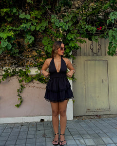 elianna halter ruffle dress