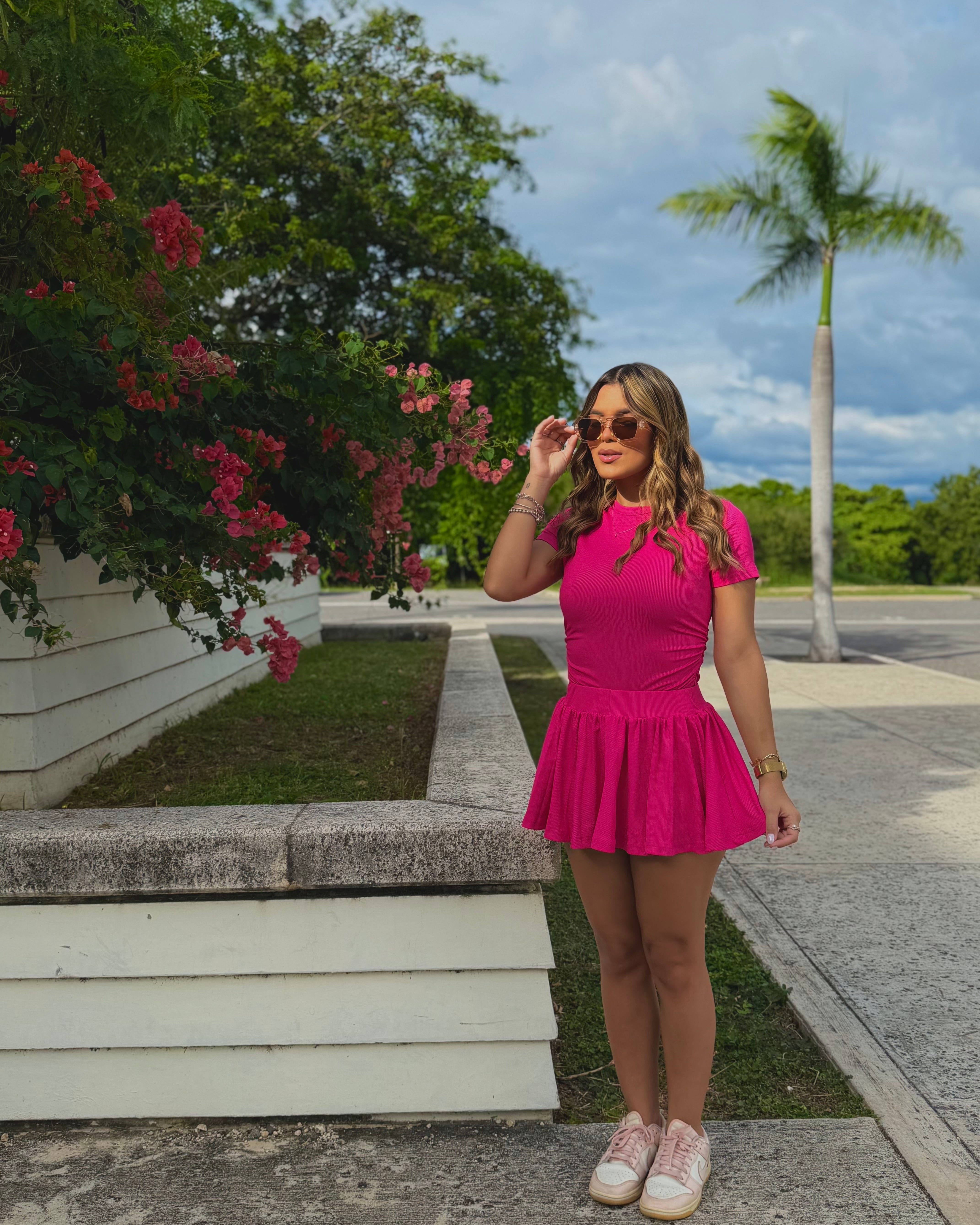 melisandrie basic skort set fucsia