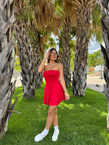 sheyrie cherry strapless basic dress