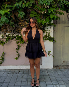 elianna halter ruffle dress