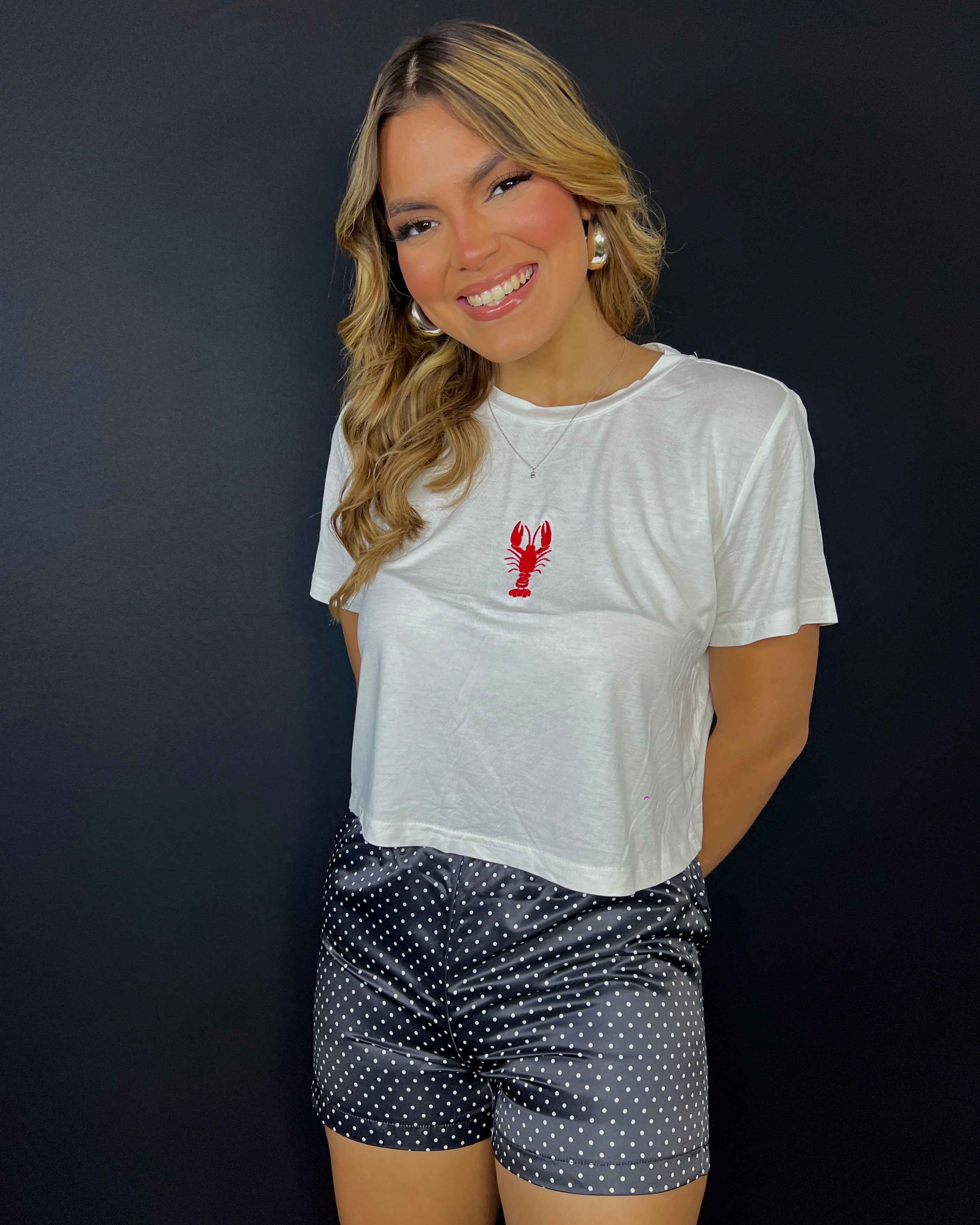 dagny polka dots short satin