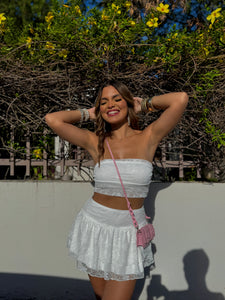 tailí white bloom lace skirt set