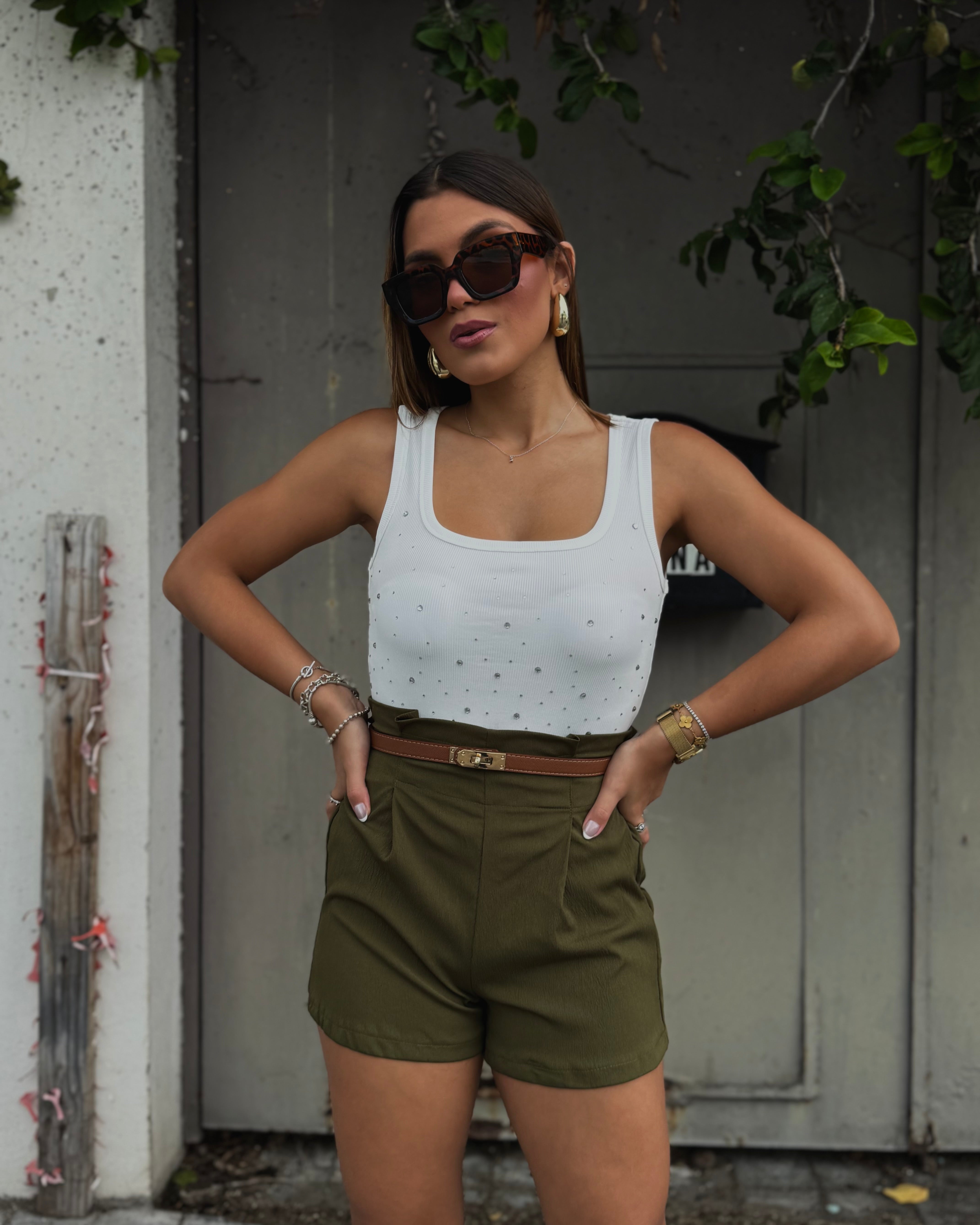 dilly rhinestones basic tank top
