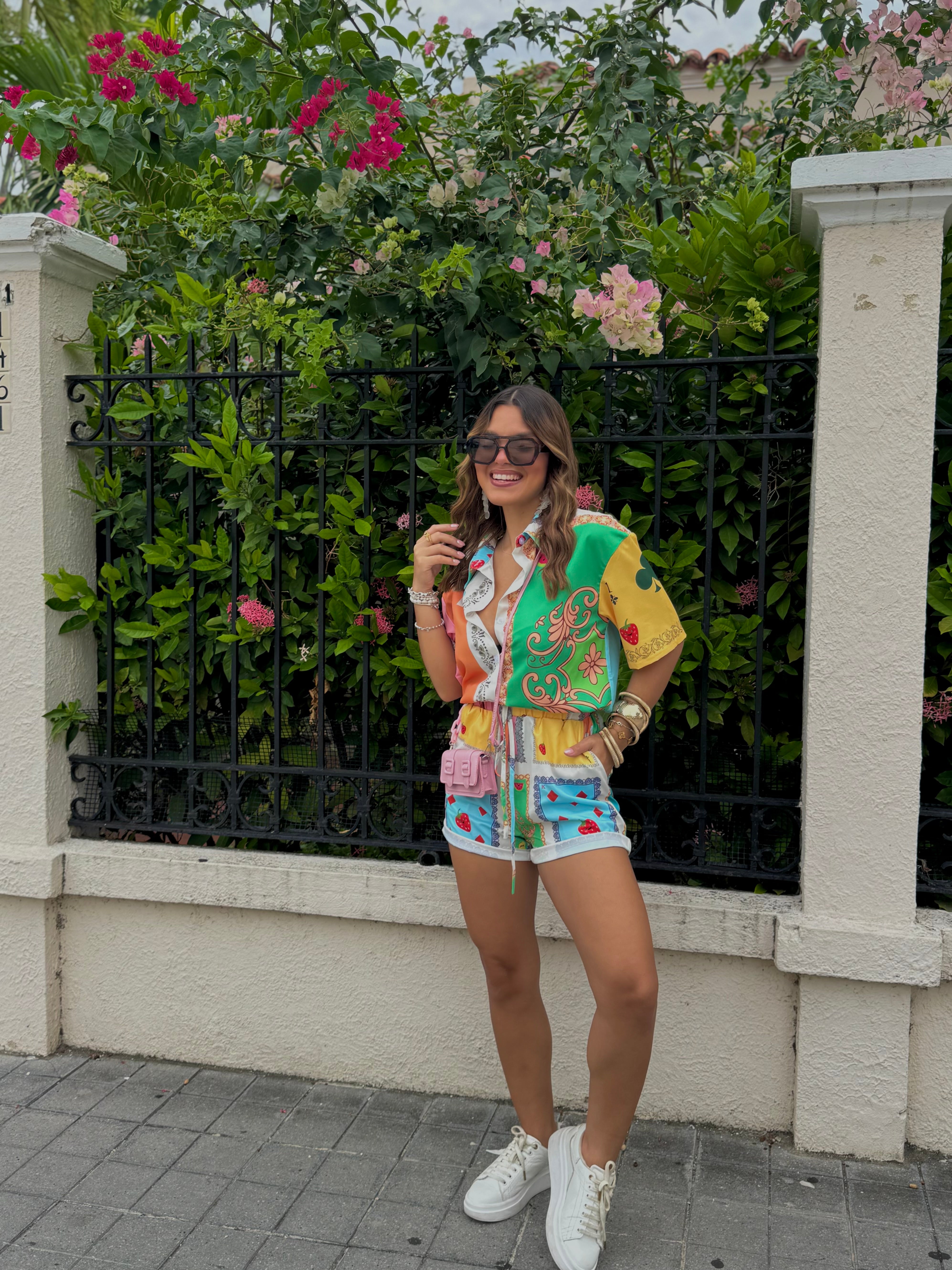 eunnette button down shirt set tropi