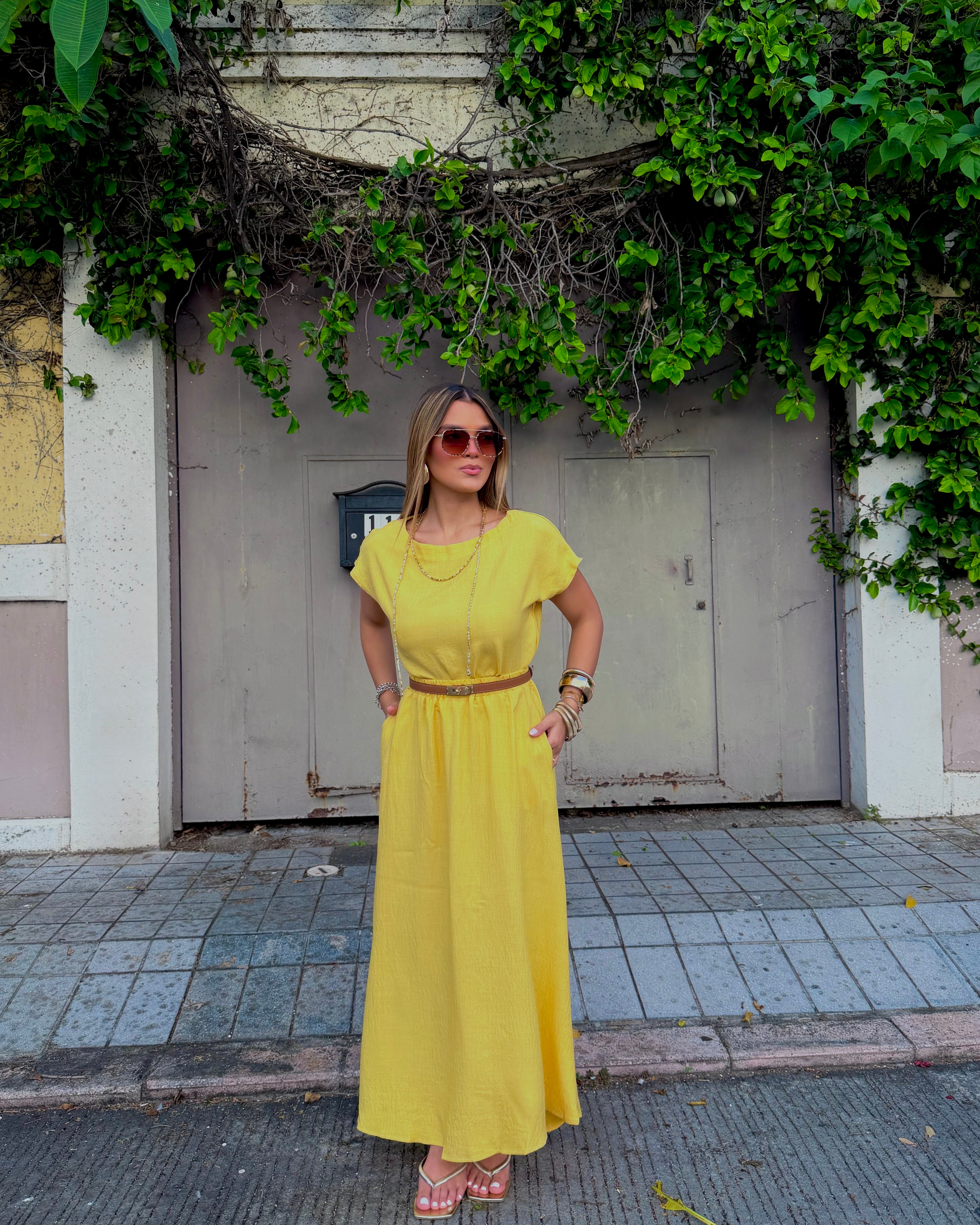 eminna mostaza midi skirt