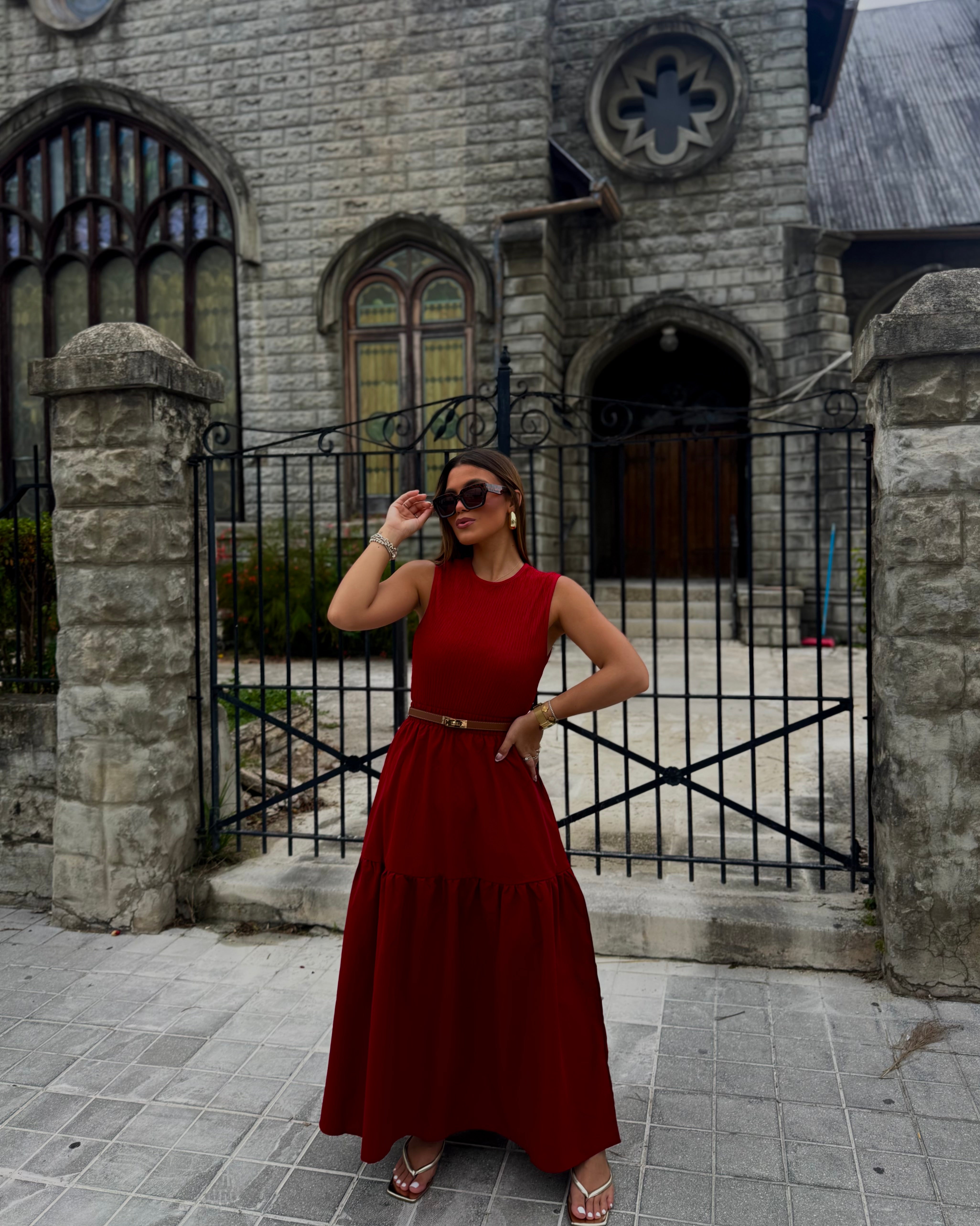 hedder burgundy maxi skirt set