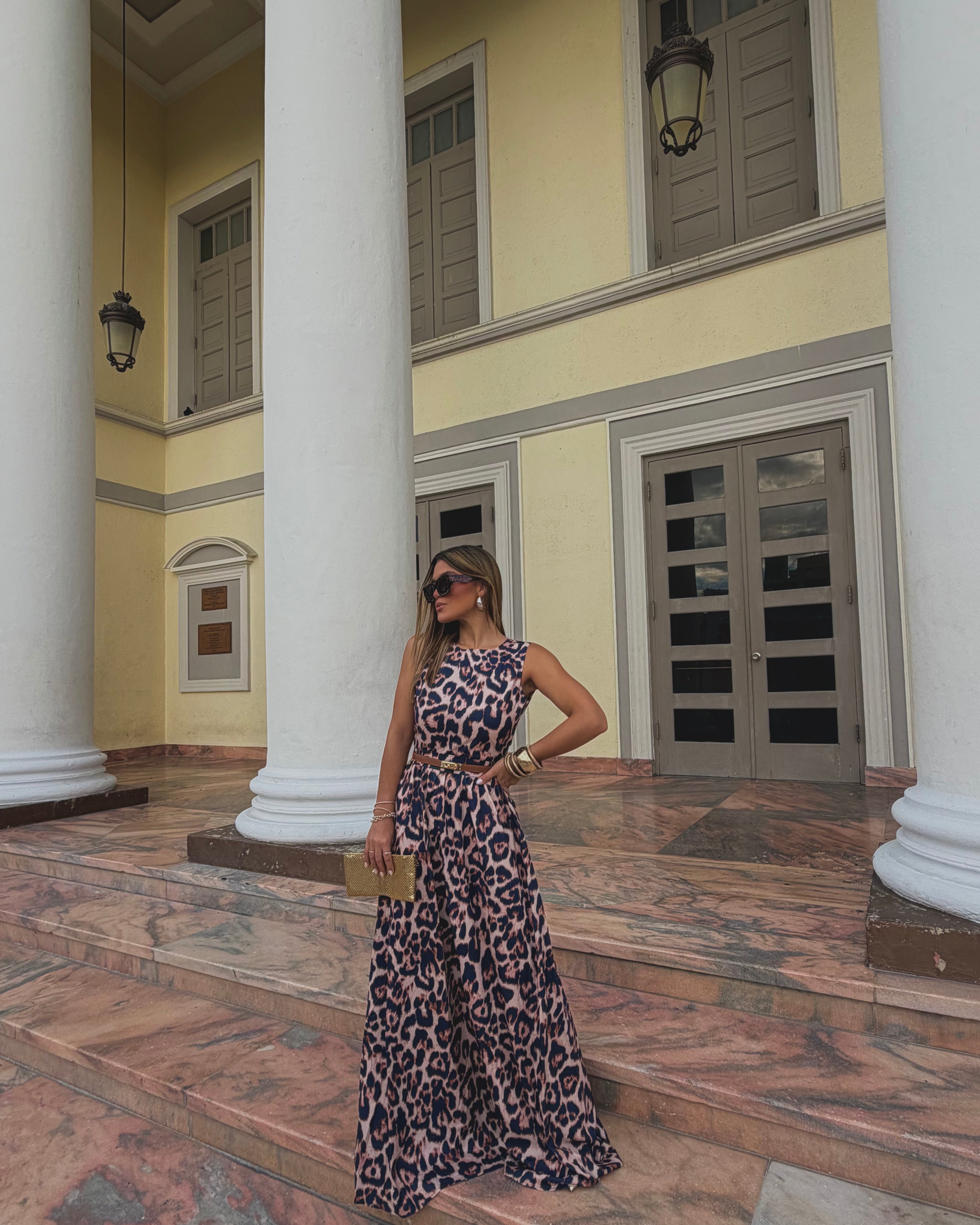 rhea leopard maxi skirt set