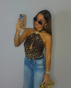 gracie leopard halter blouse