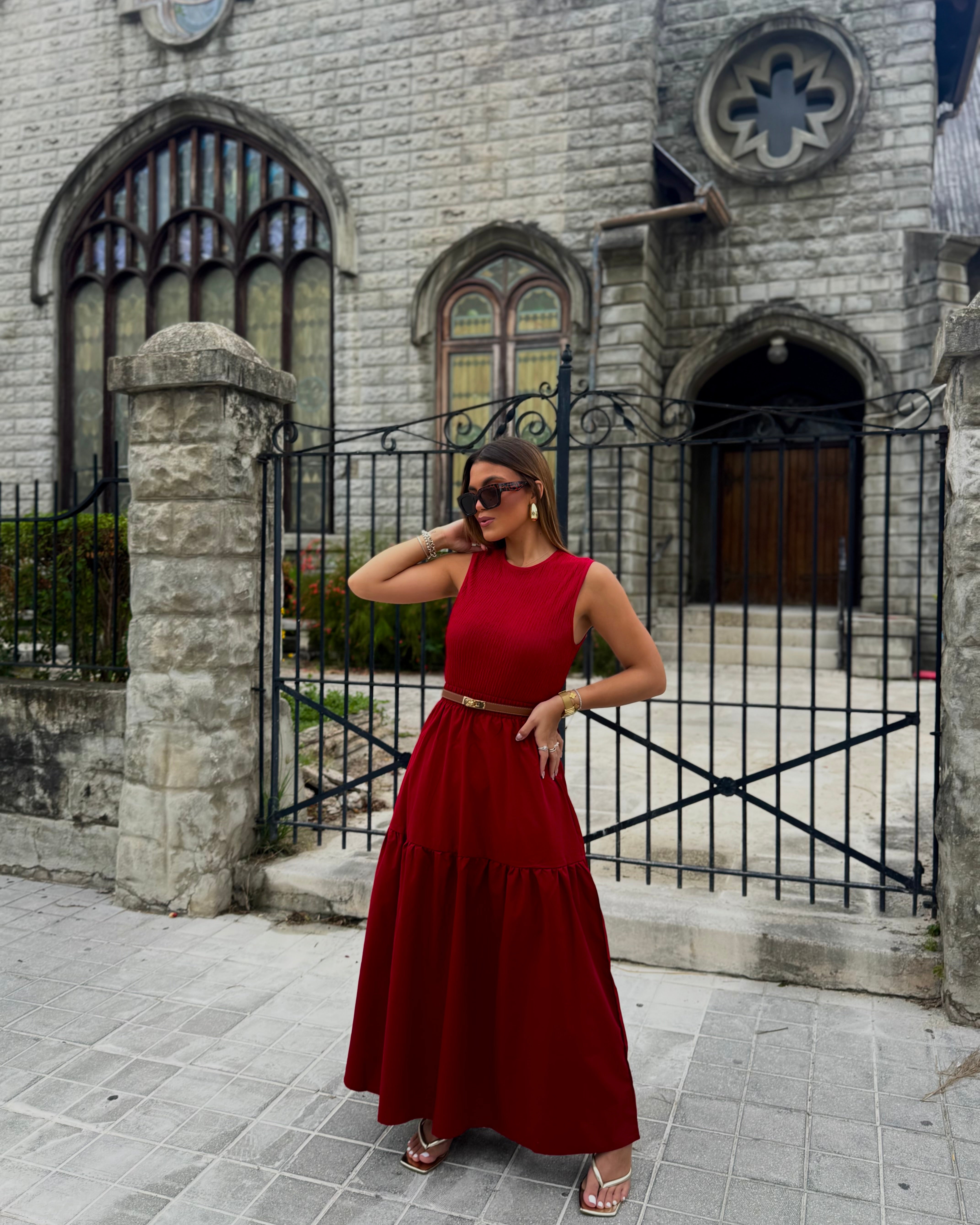 hedder burgundy maxi skirt set