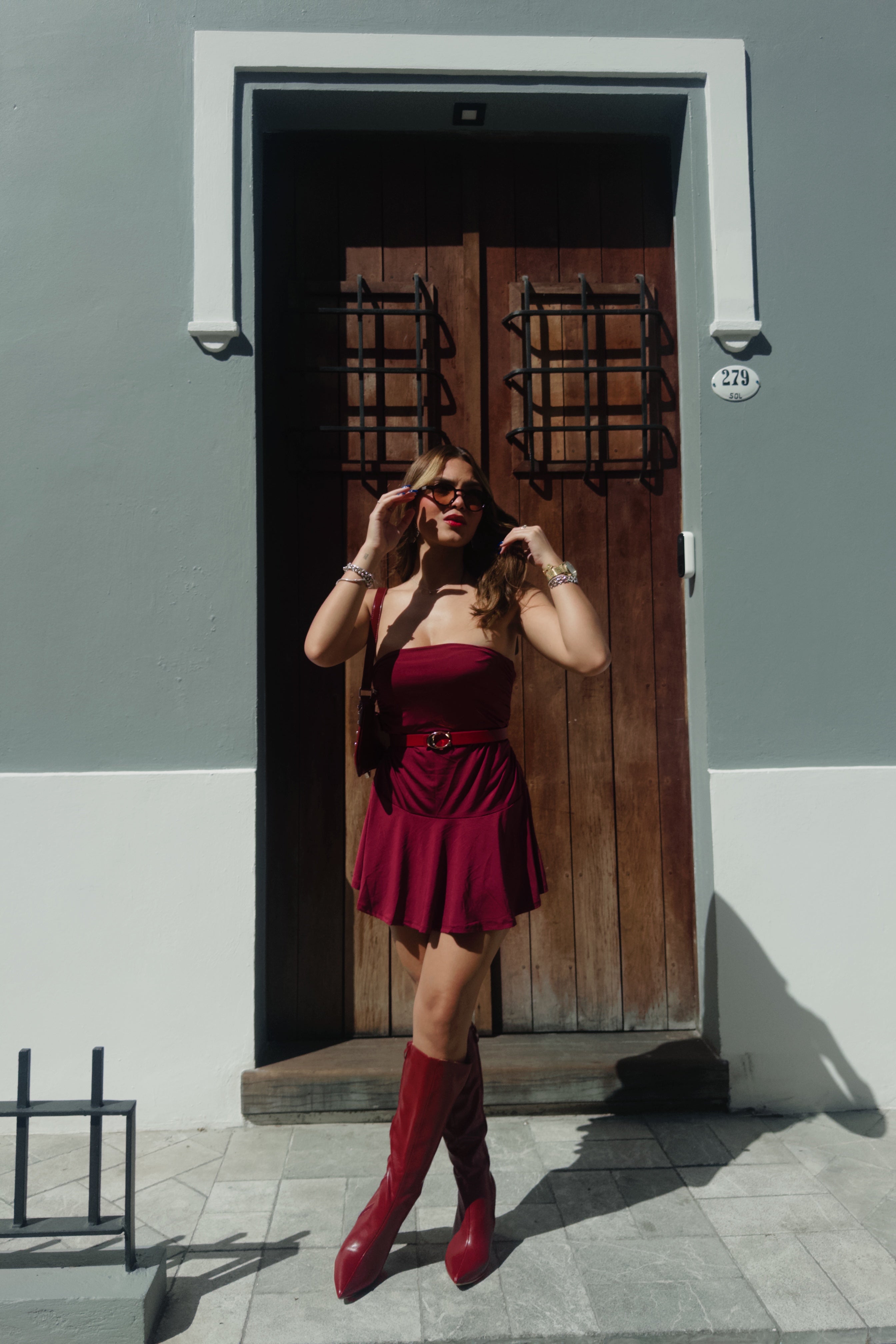 zoreïa burgundy strapless dress