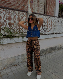 sabinne leopard satin fresh pant