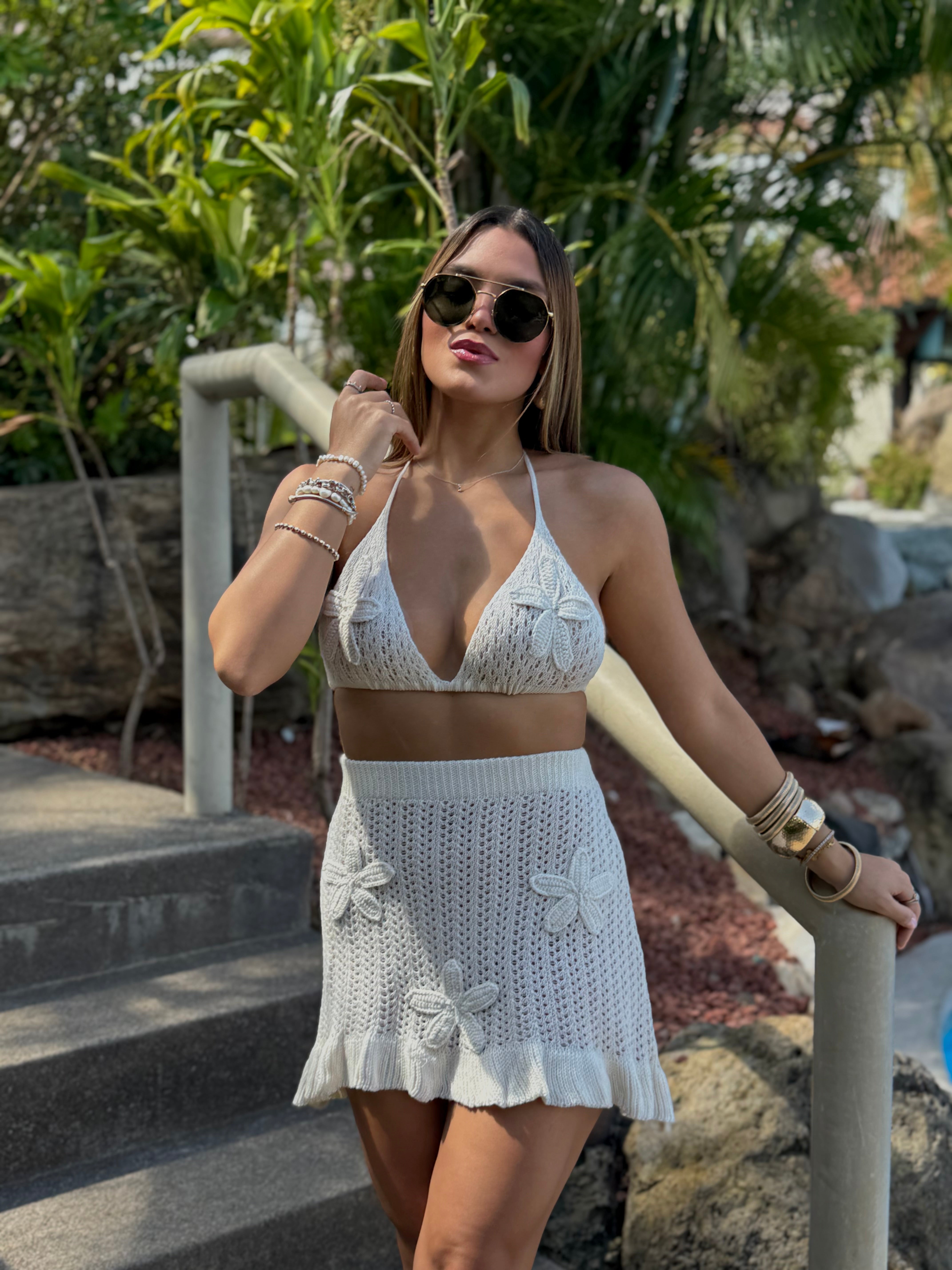 hilaria crochet skirt set