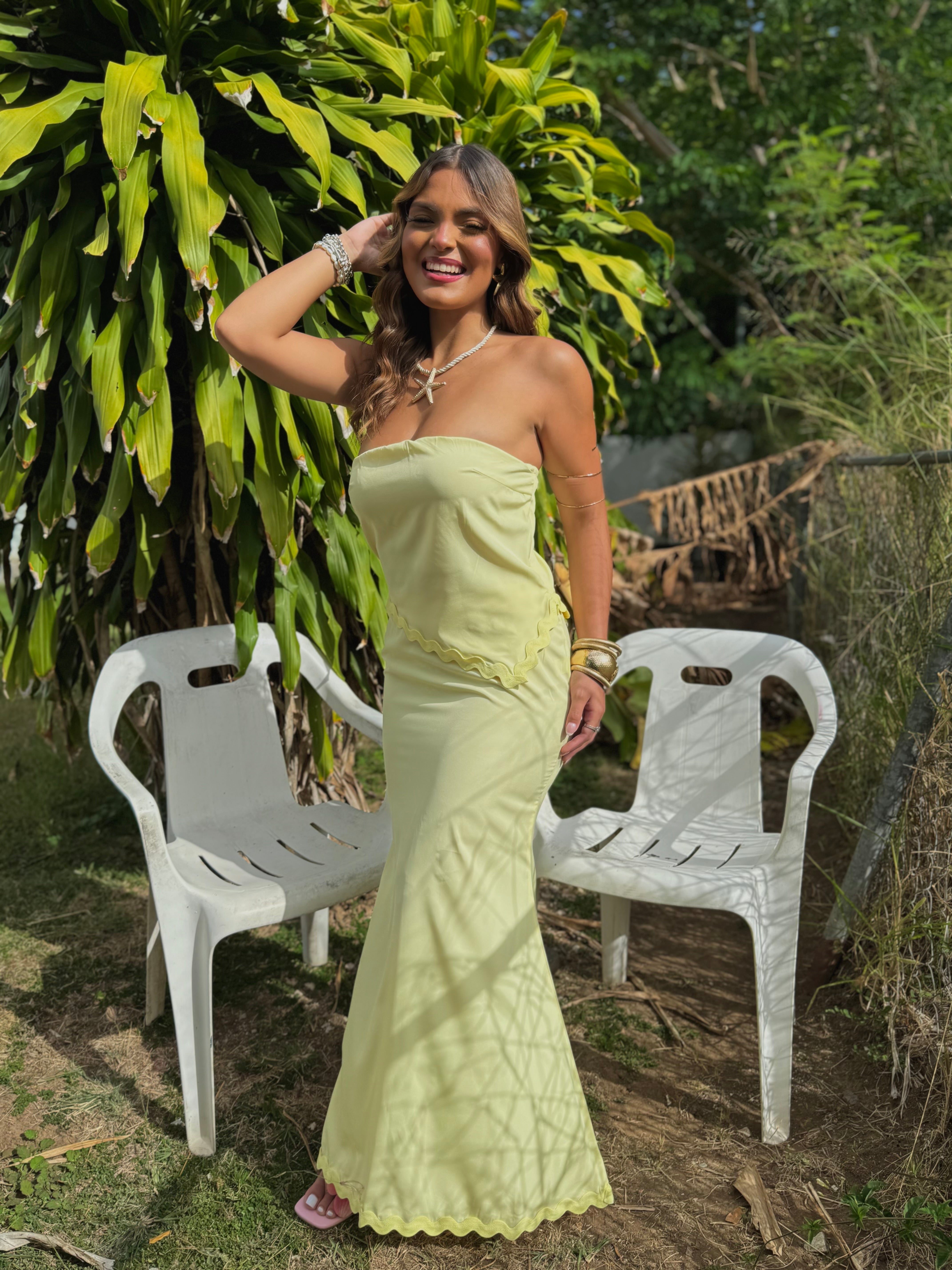 silvie lemon maxi skirt set