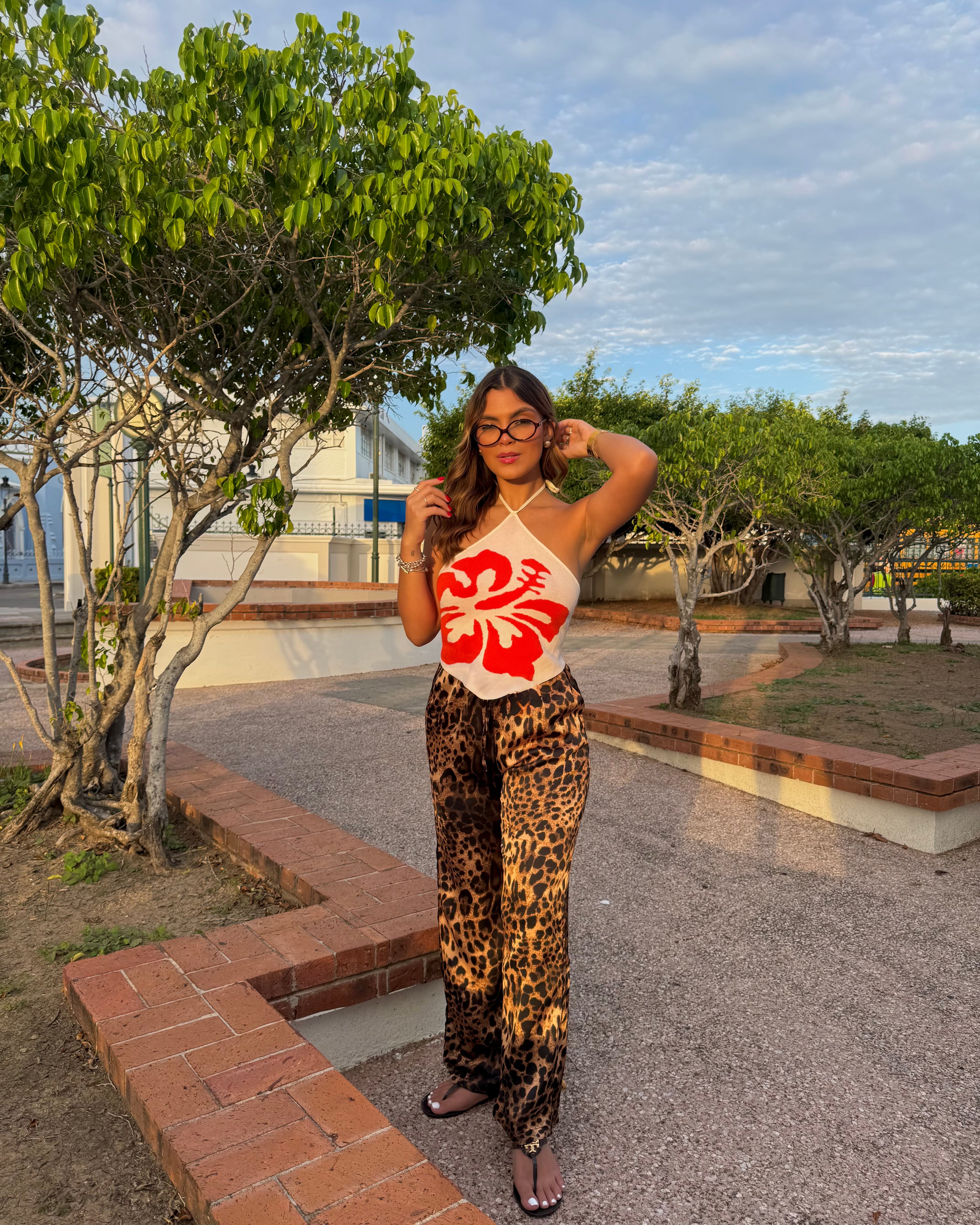 natalia leopard satin fresh pant