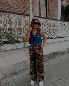 sabinne leopard satin fresh pant