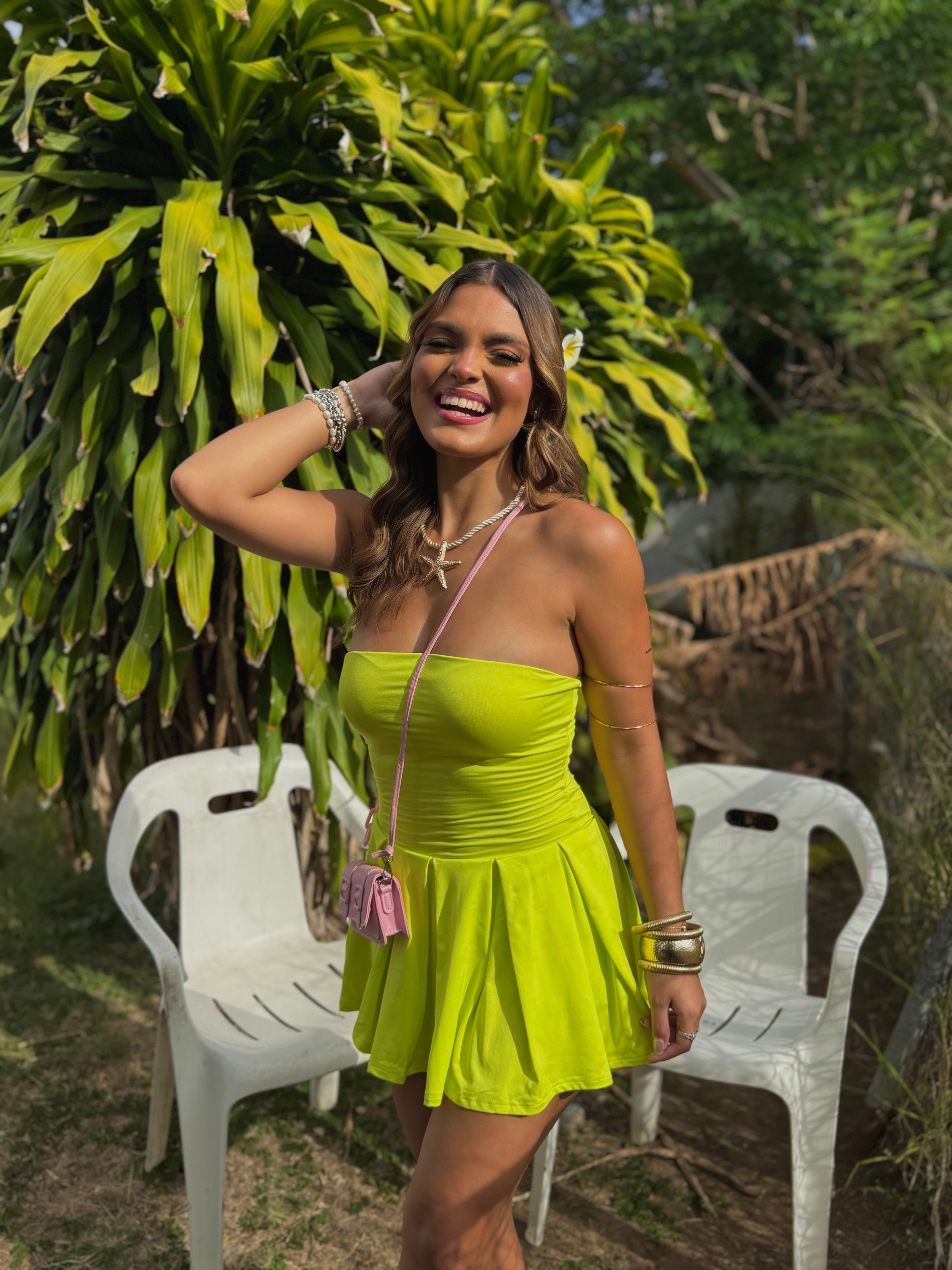 caterinna neon strapless dress