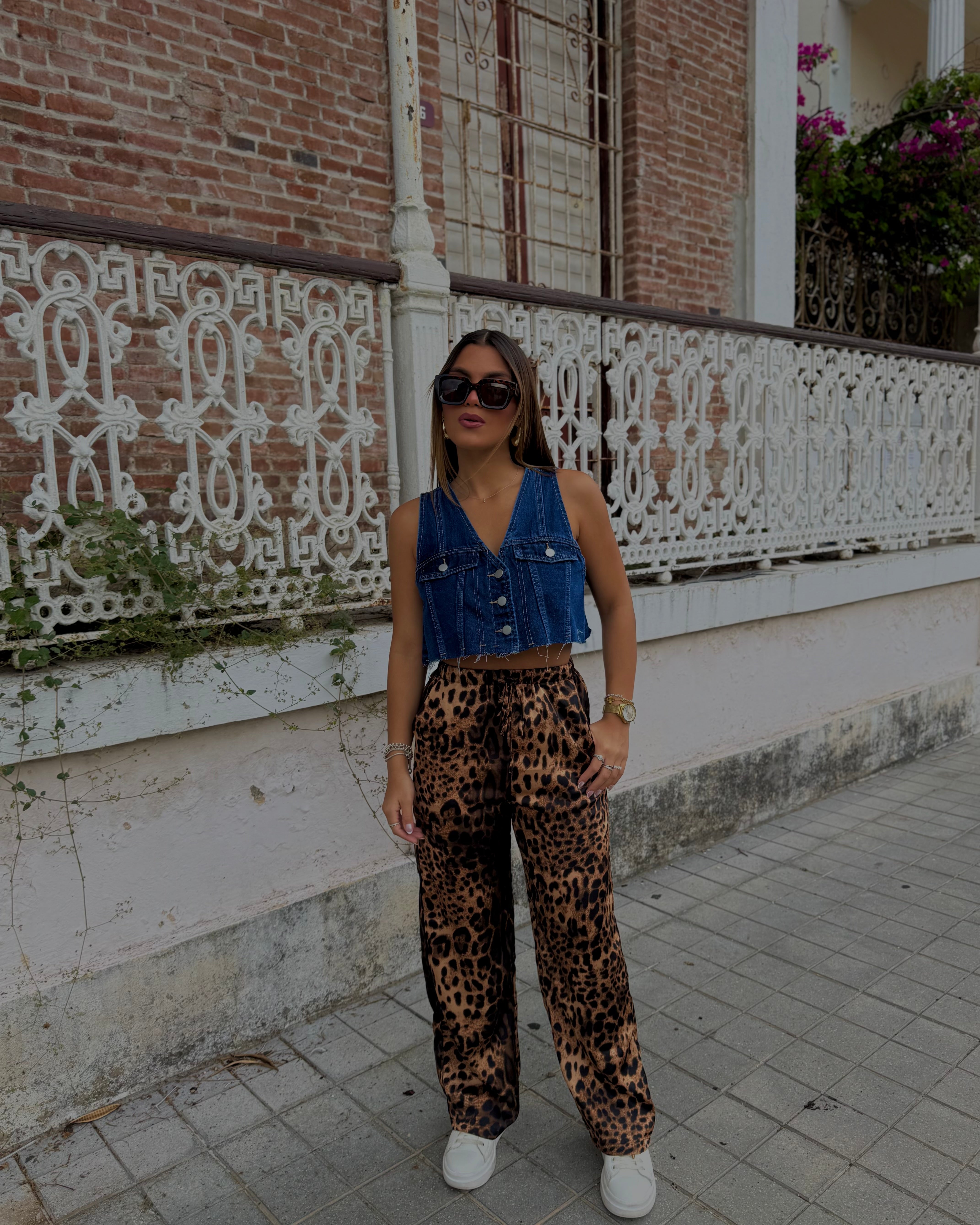 sabinne leopard satin fresh pant