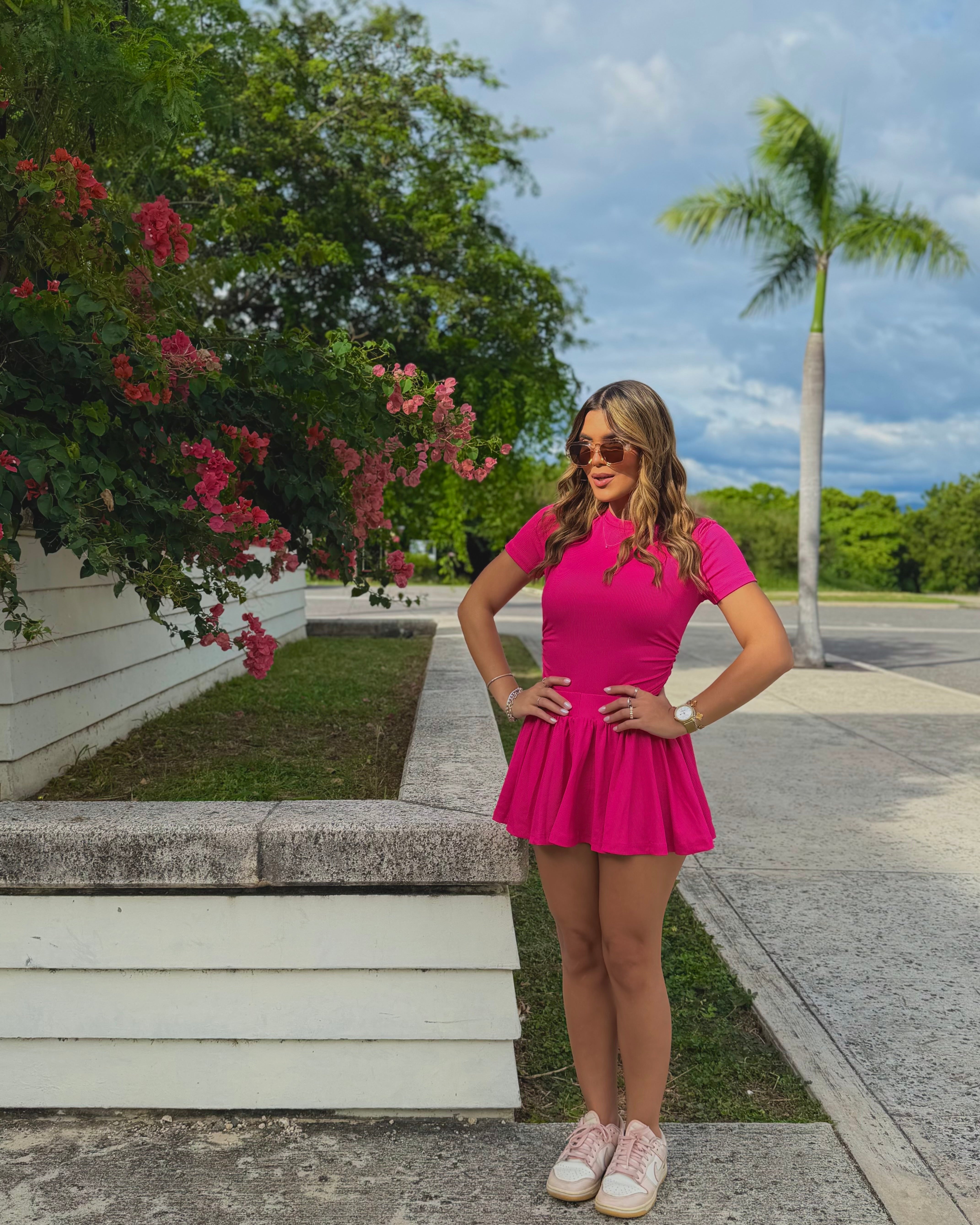 melisandrie basic skort set fucsia