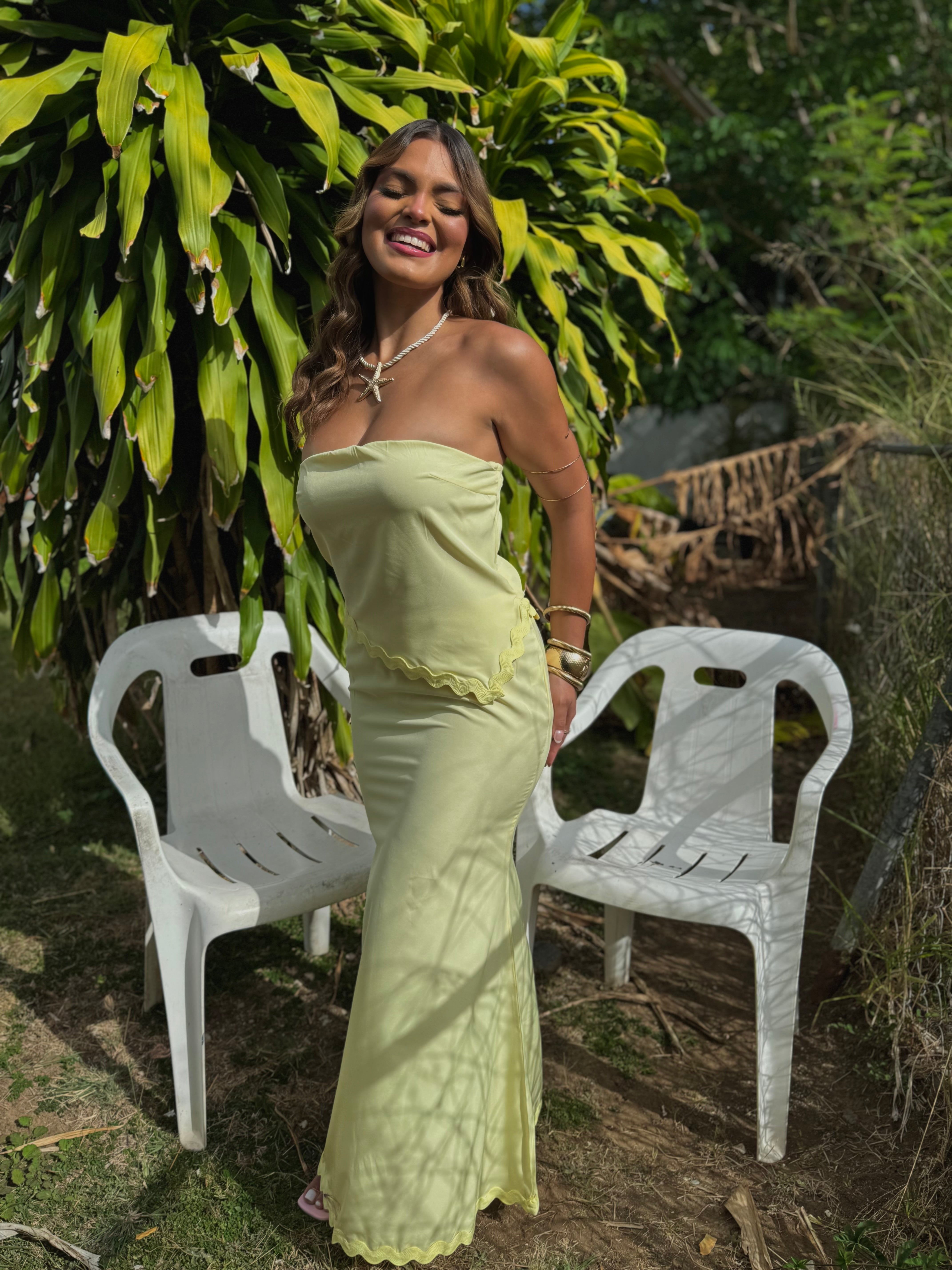 silvie lemon maxi skirt set