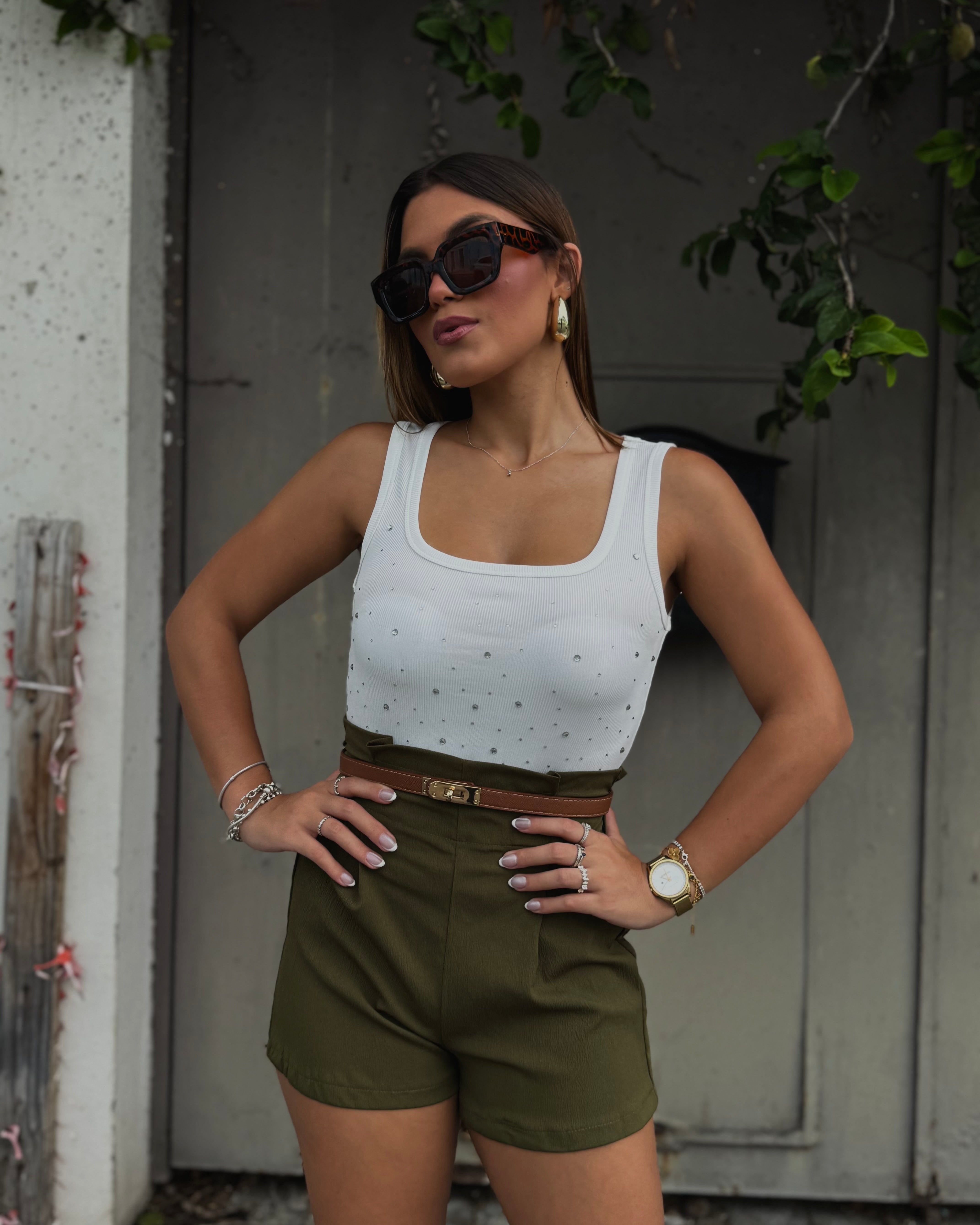 dilly rhinestones basic tank top
