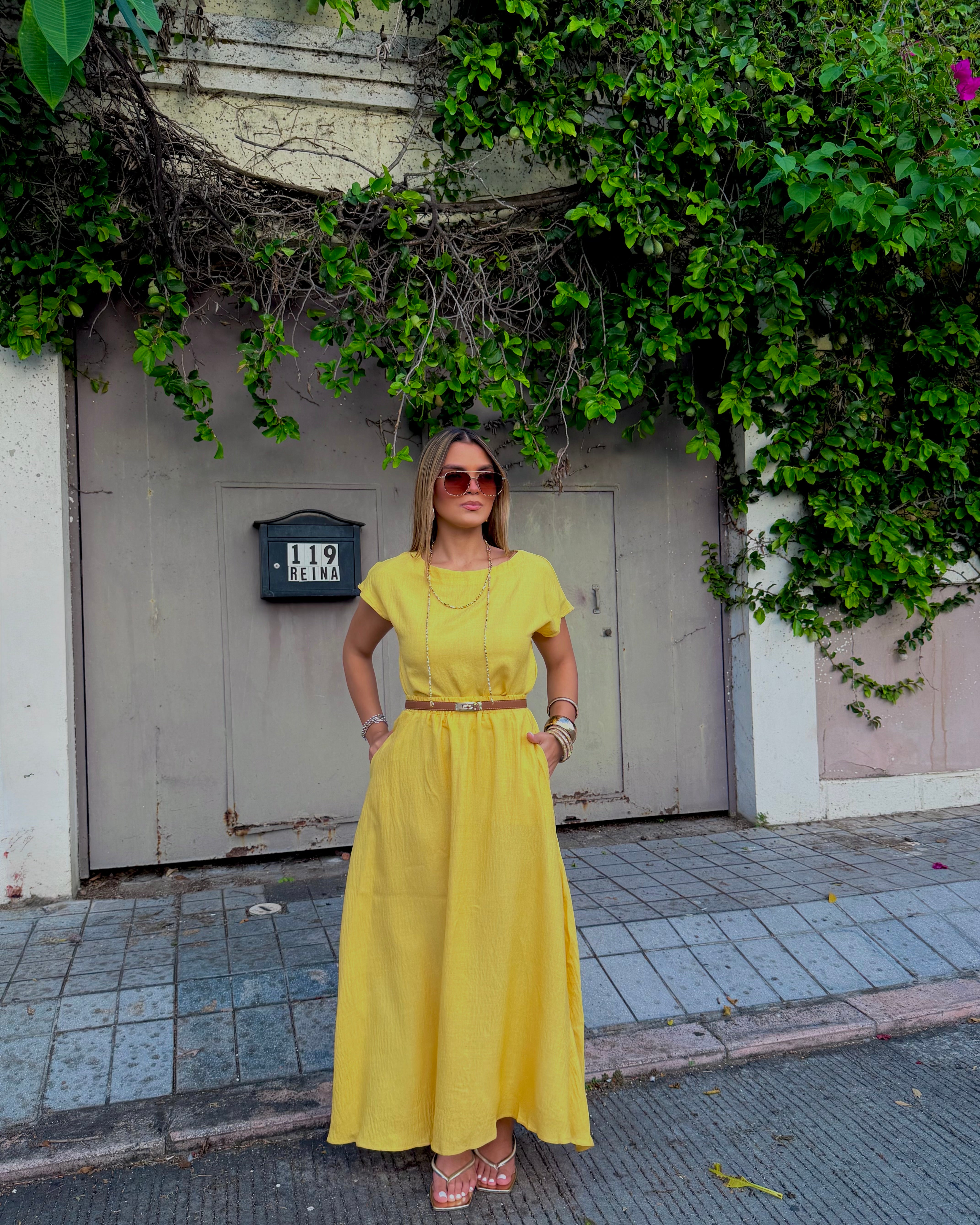 eminna mostaza midi skirt