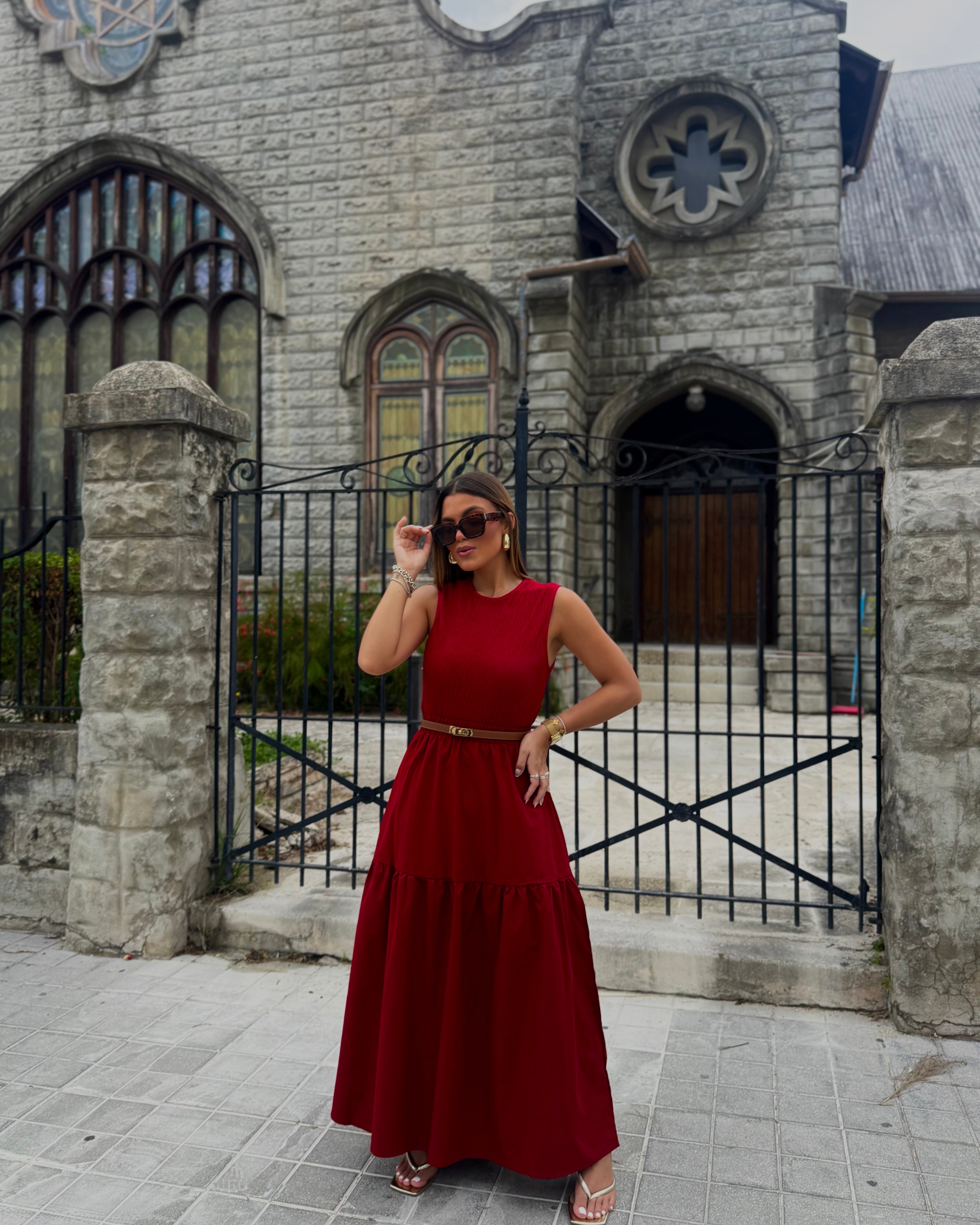 hedder burgundy maxi skirt set