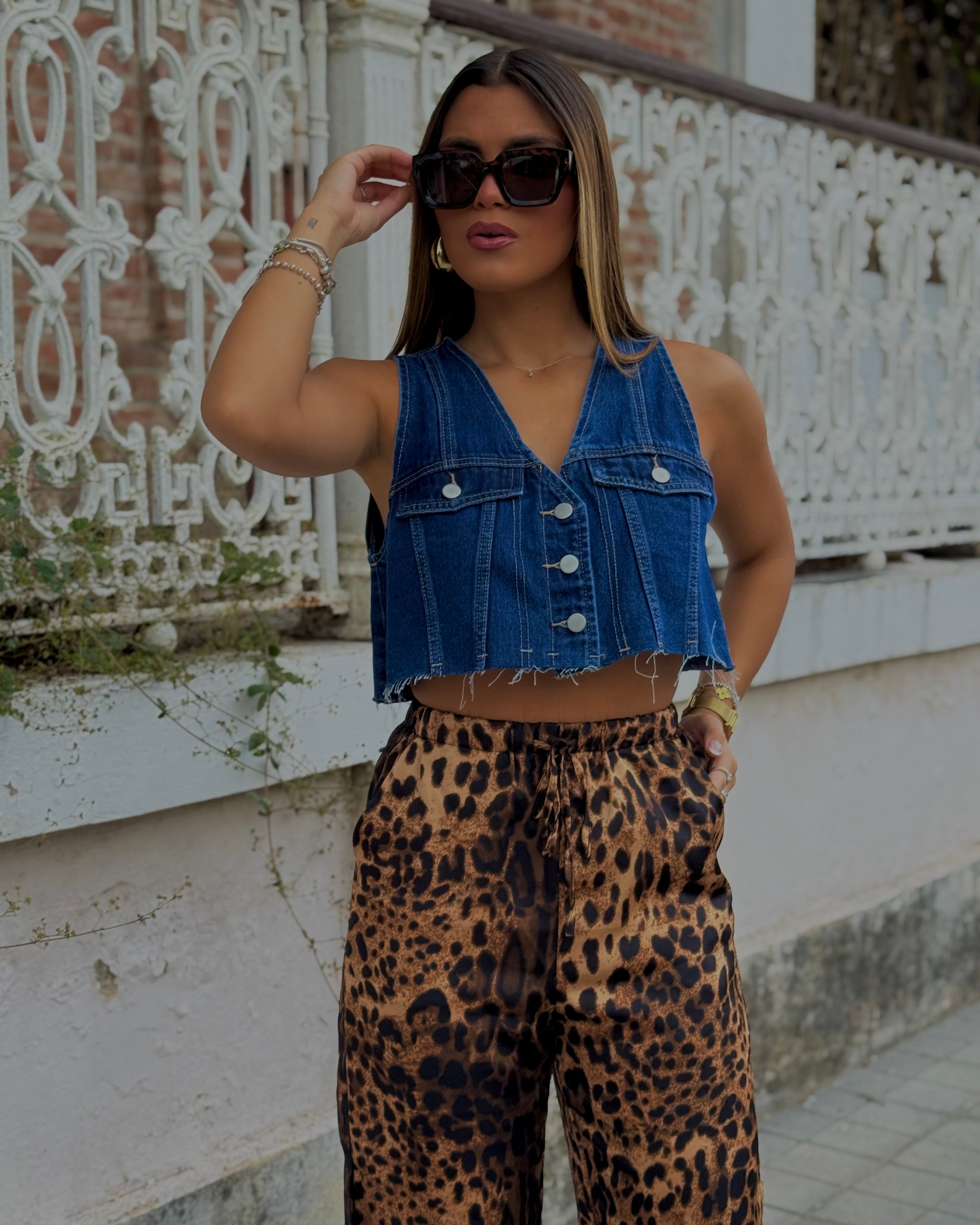 sabinne leopard satin fresh pant