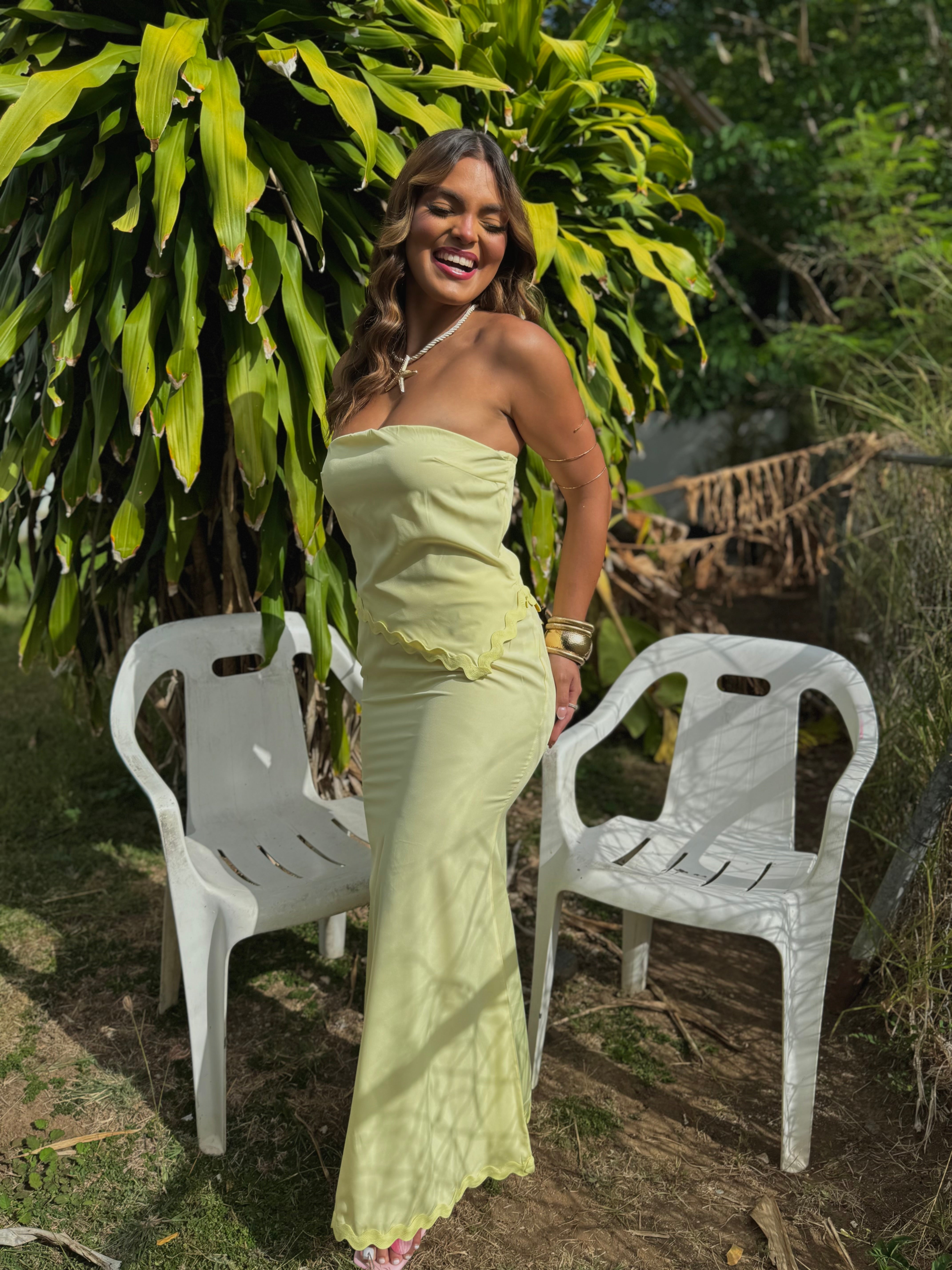 silvie lemon maxi skirt set