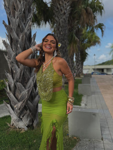 novelya sequins top olive