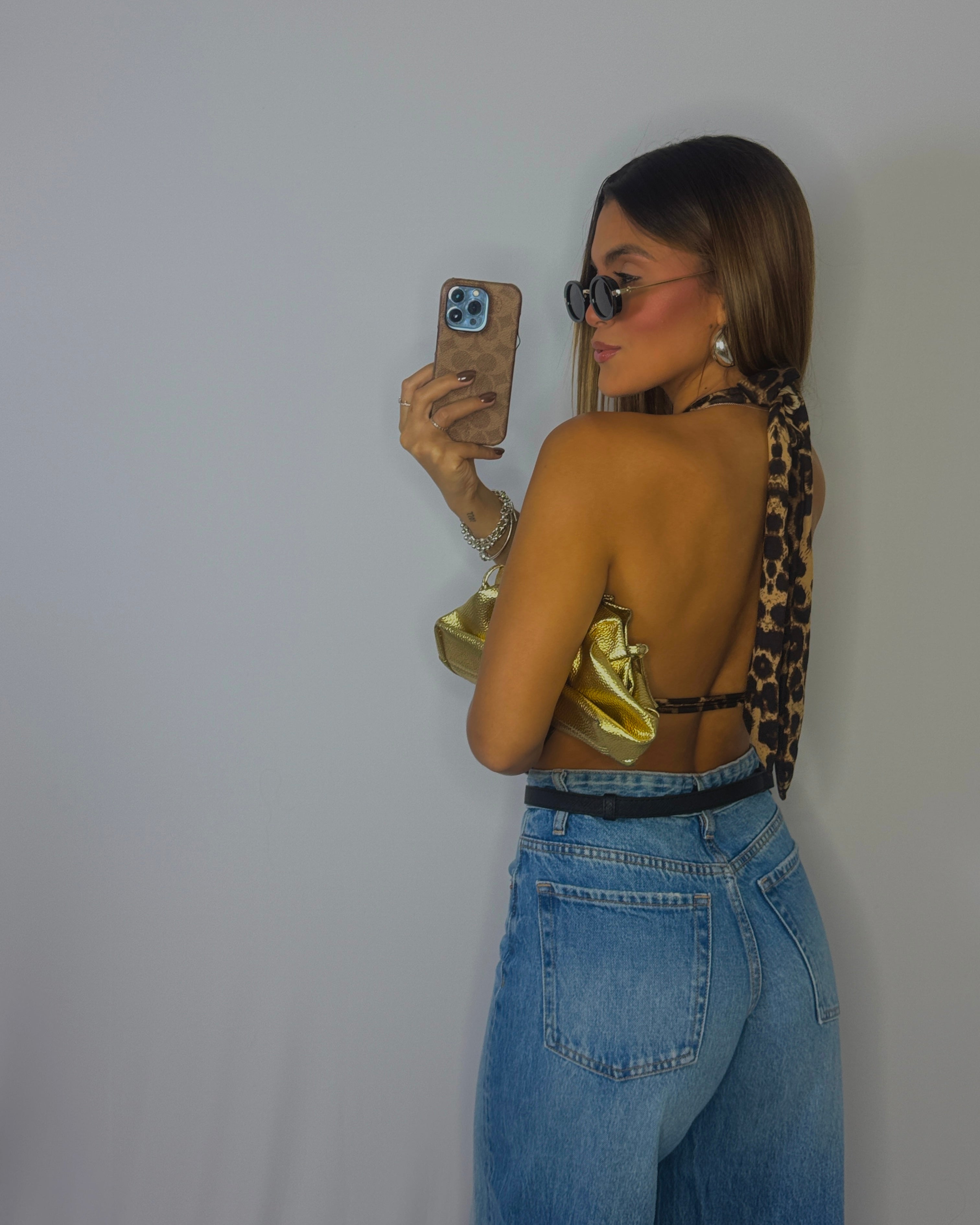 gracie leopard halter blouse