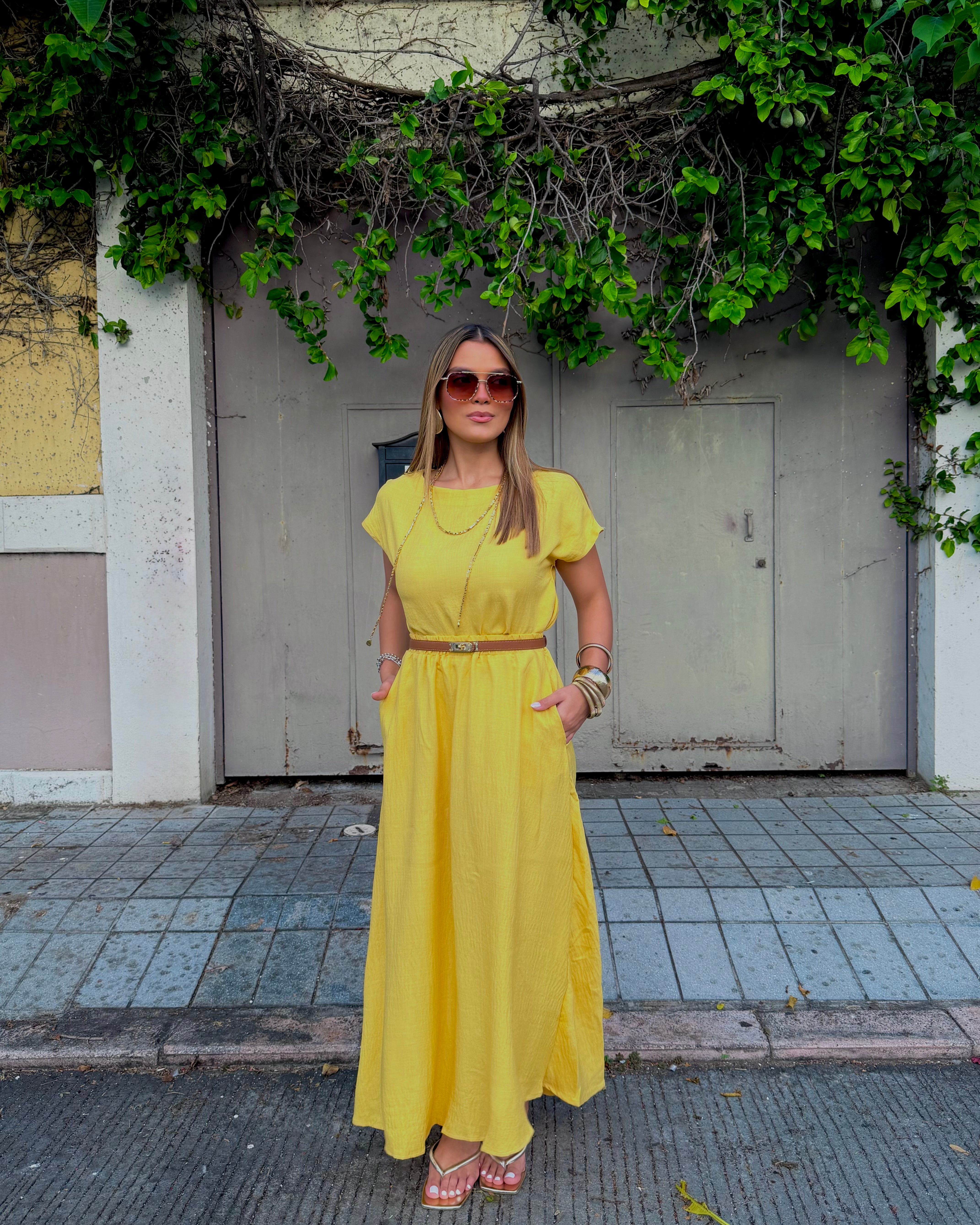 eminna mostaza midi skirt