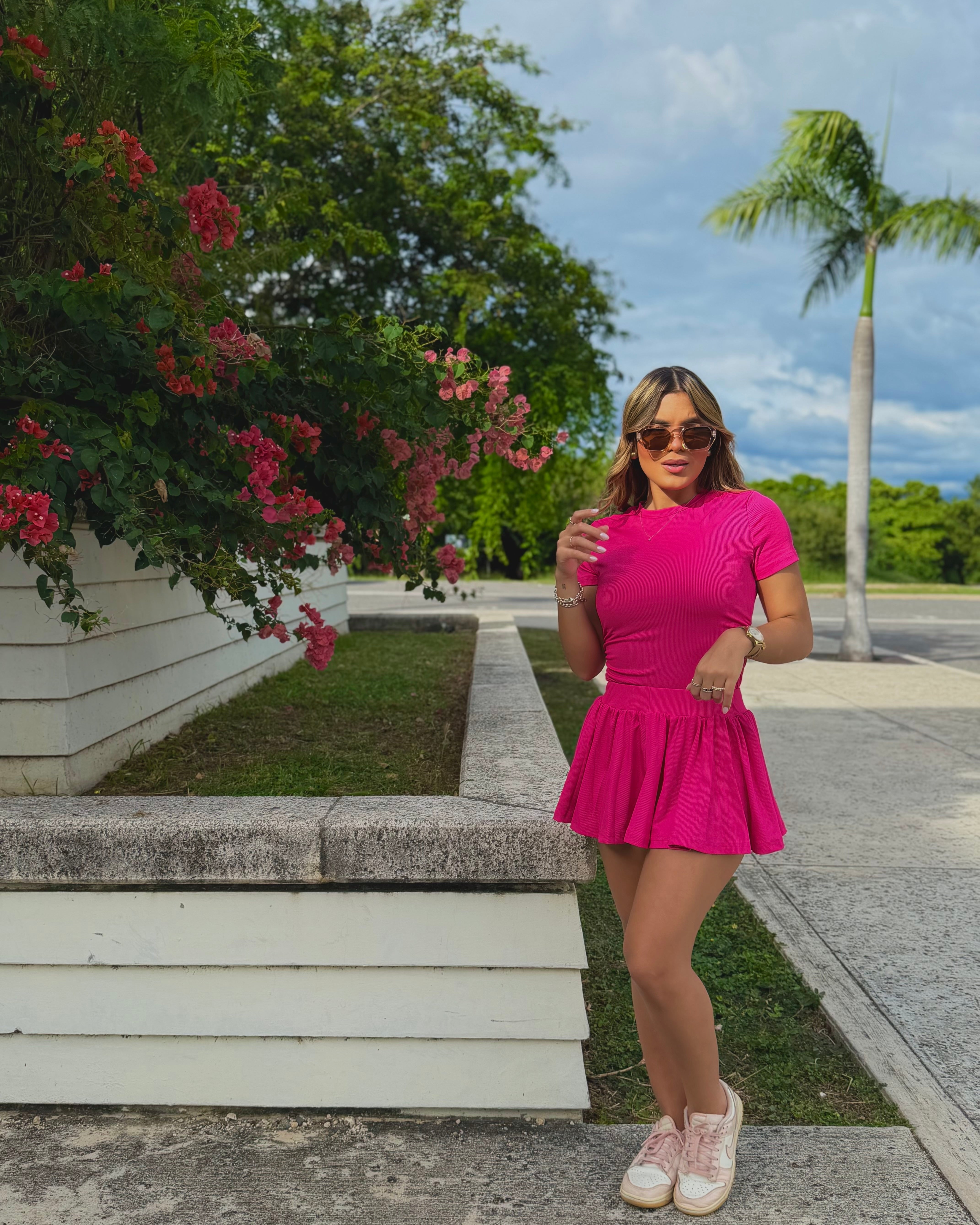 melisandrie basic skort set fucsia