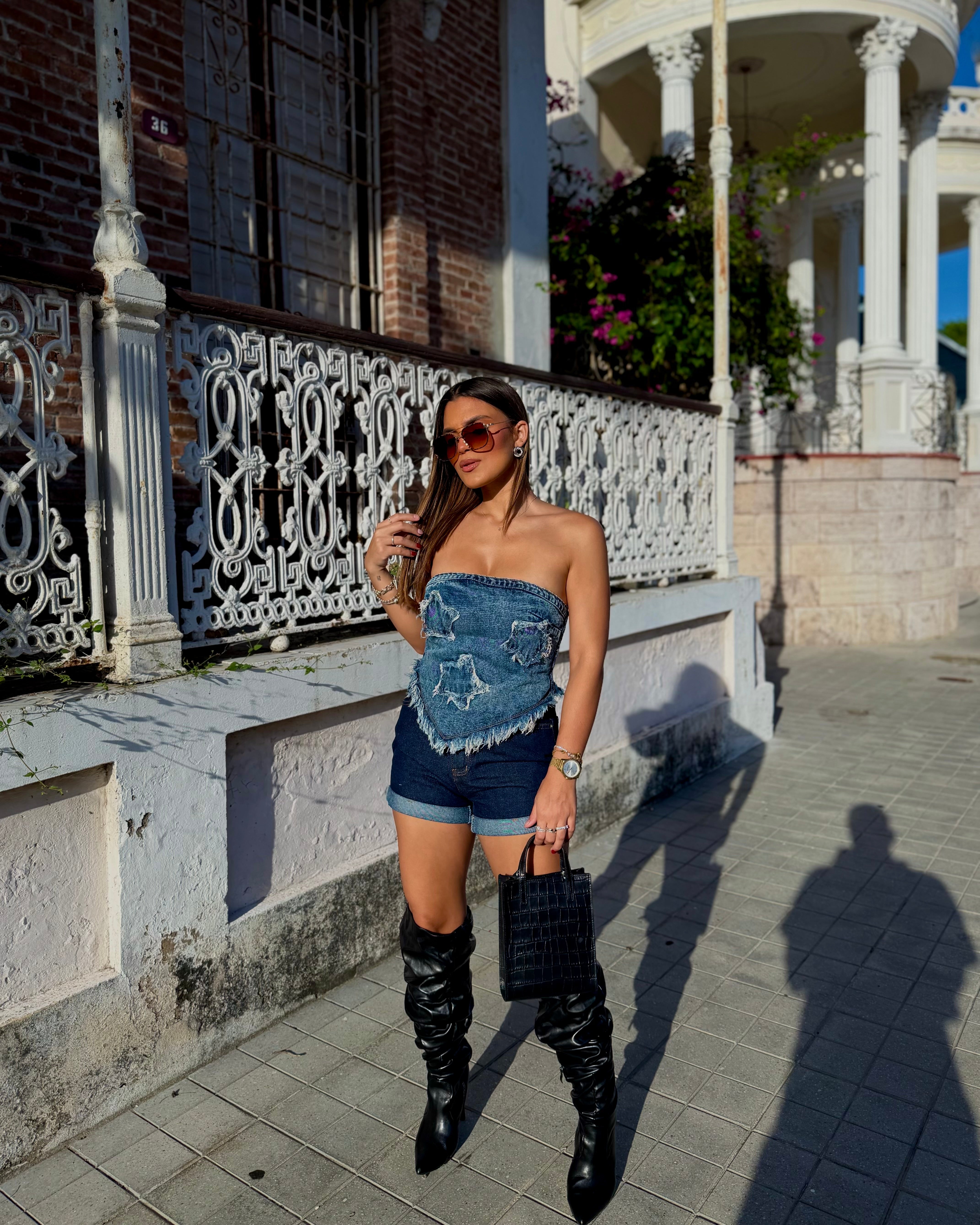 silenne high waisted denim shorts