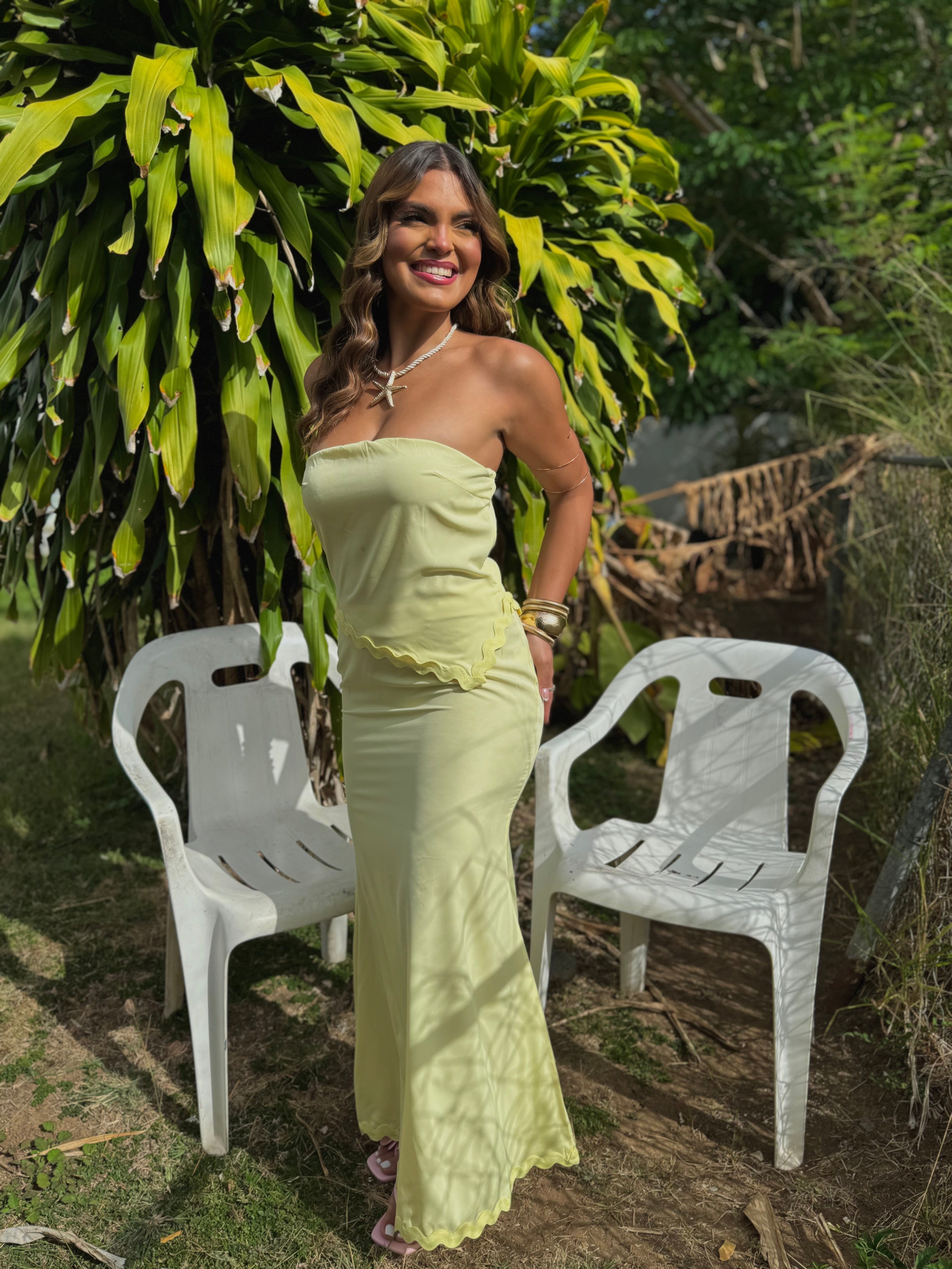silvie lemon maxi skirt set