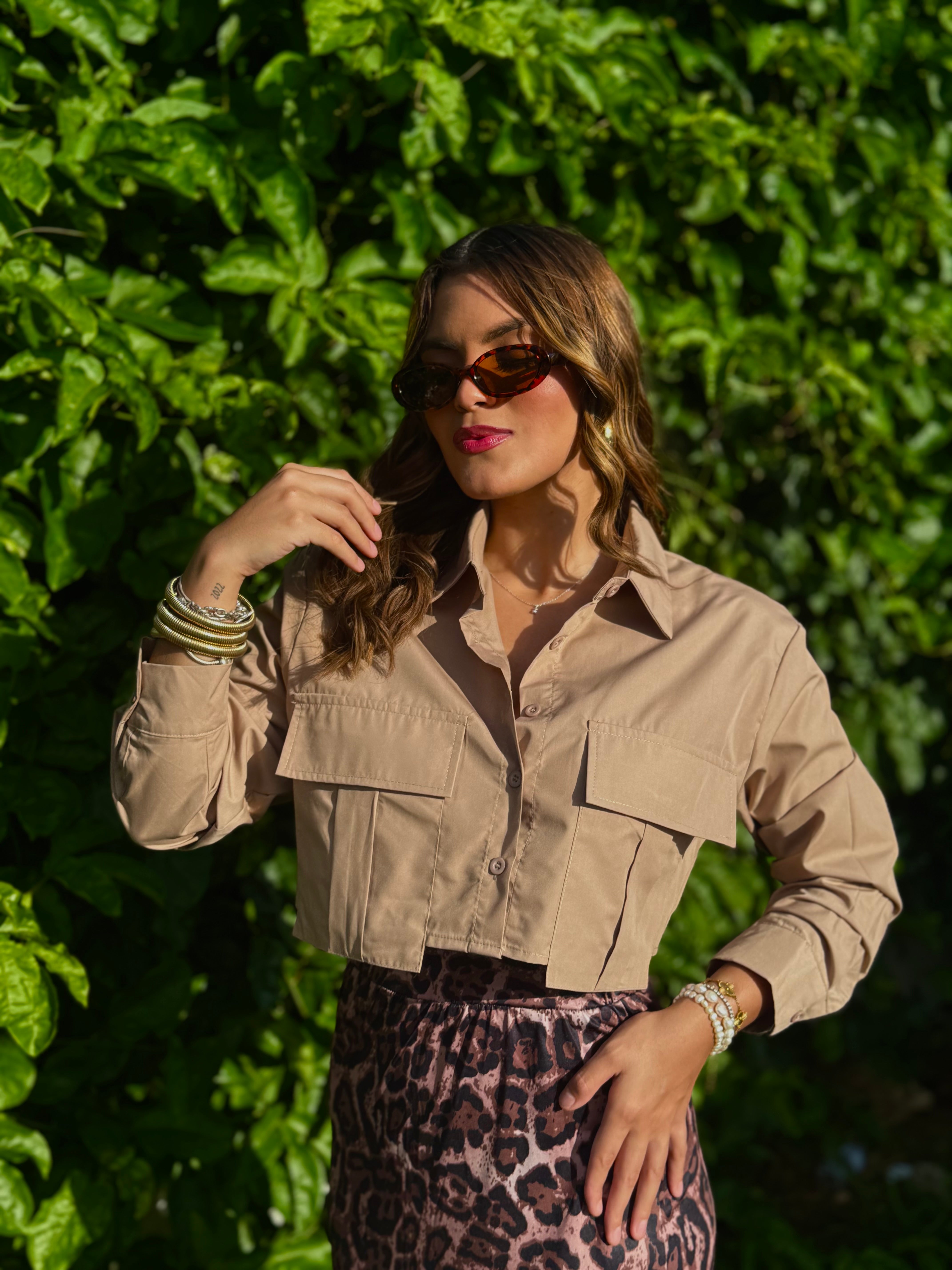 yareli cargo button down shirt